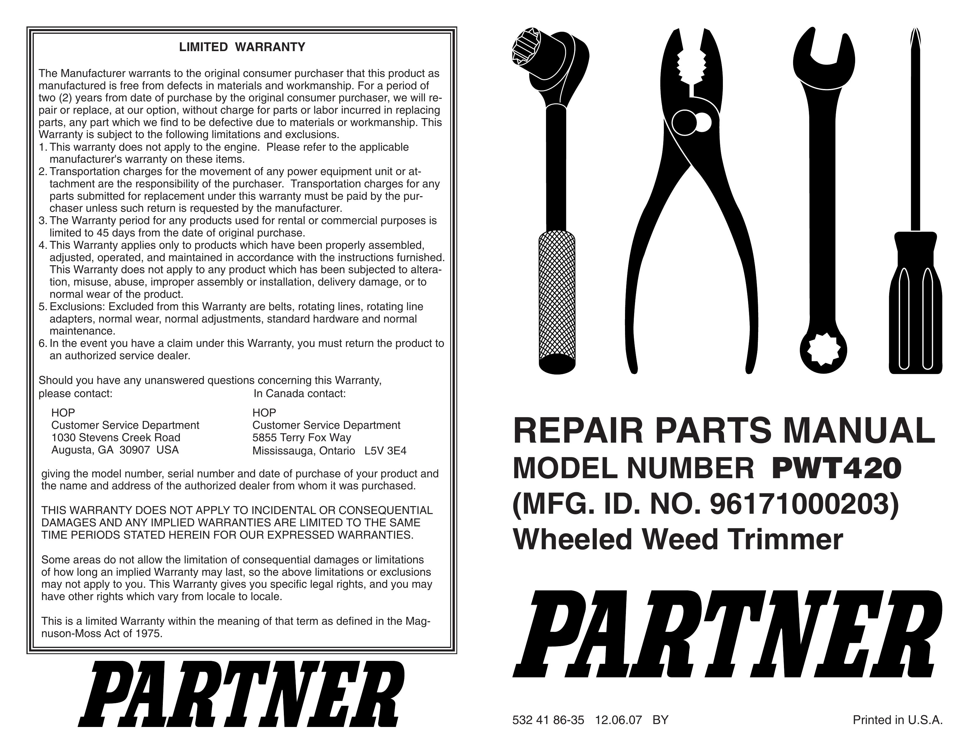 Partner Tech PWT420 Trimmer User Manual