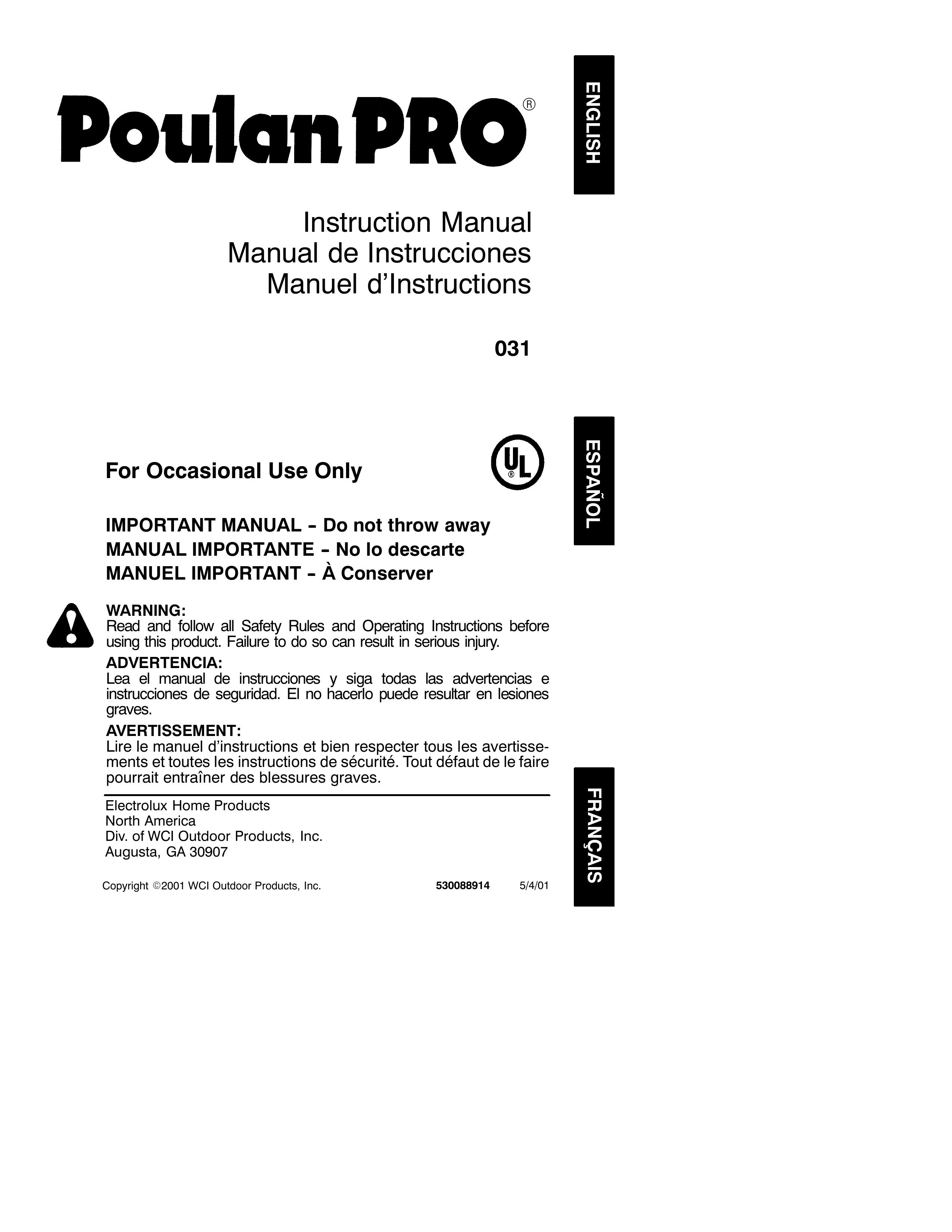 Poulan 031 Trimmer User Manual