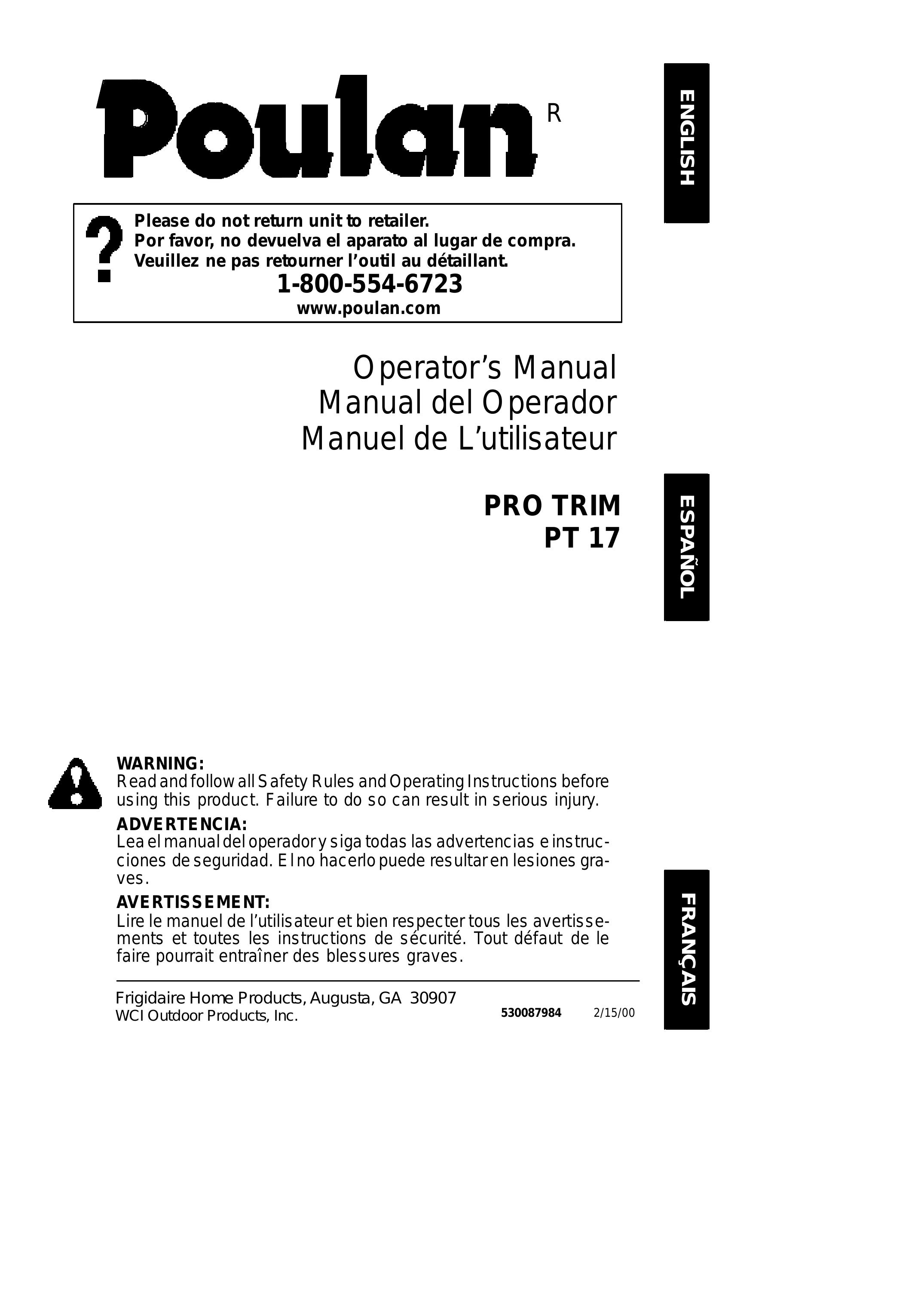 Poulan 530087984 Trimmer User Manual