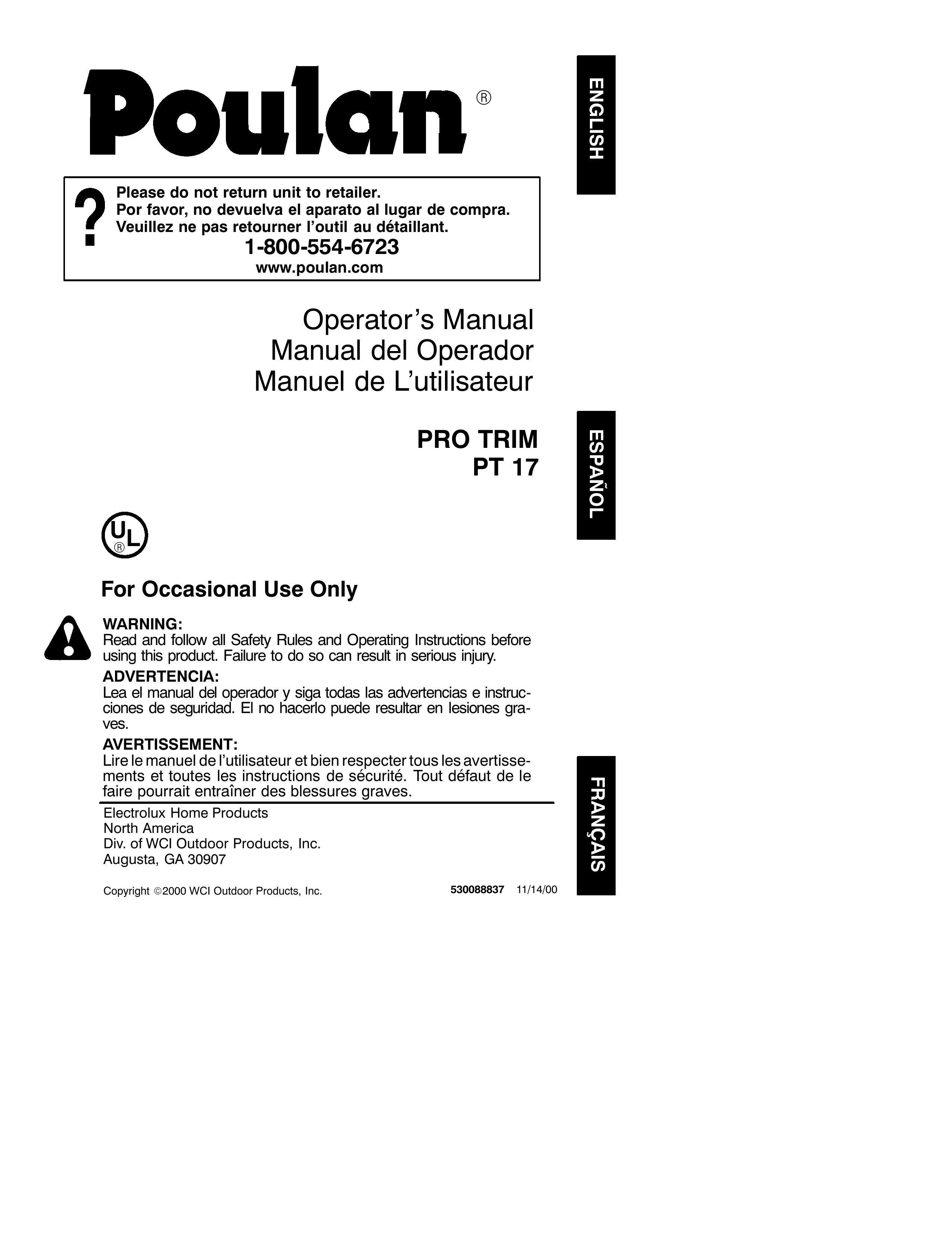 Poulan 530088837 Trimmer User Manual