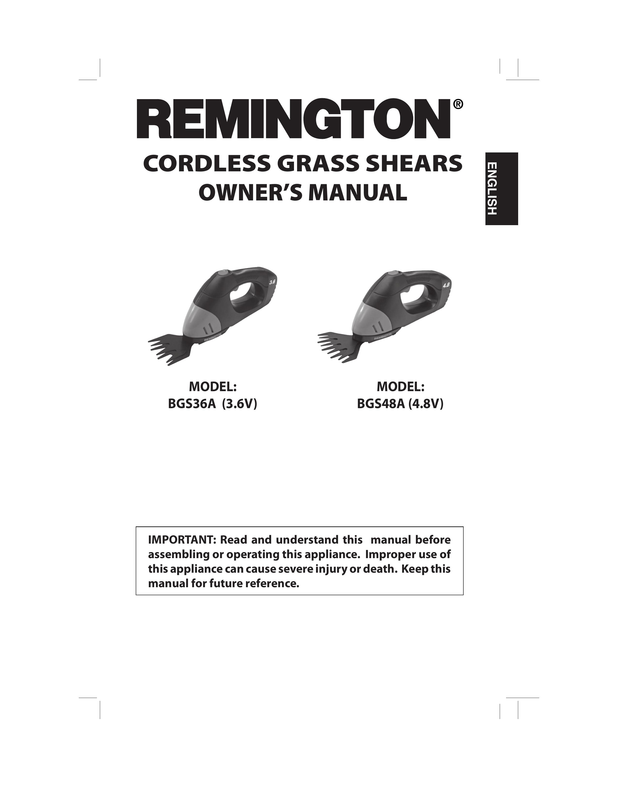 Remington Power Tools BGS36A Trimmer User Manual