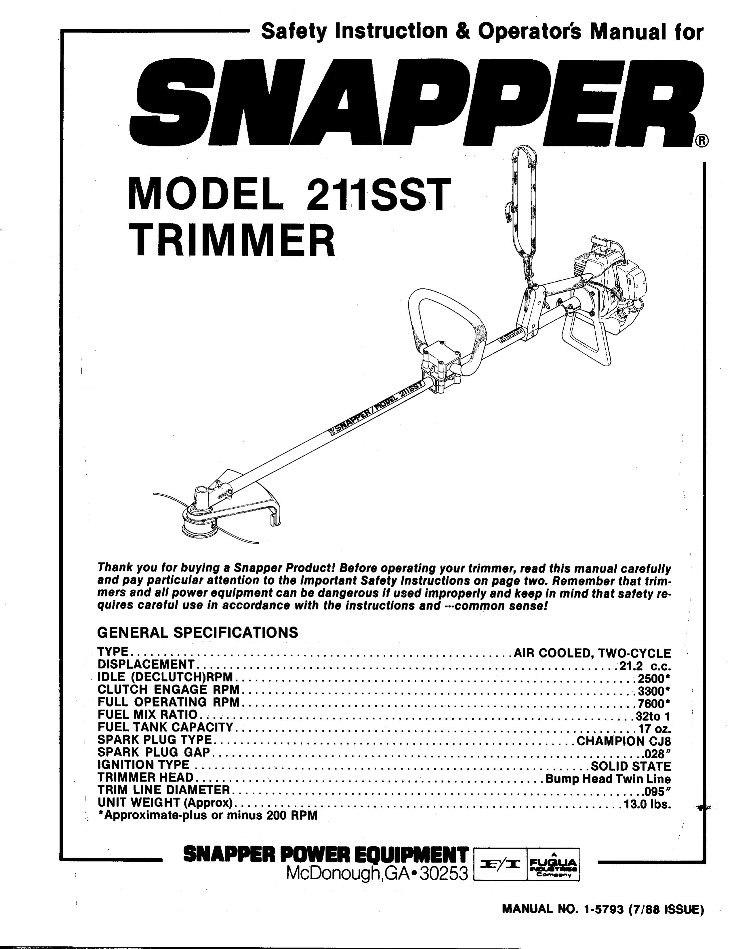 Snapper 211SST Trimmer User Manual