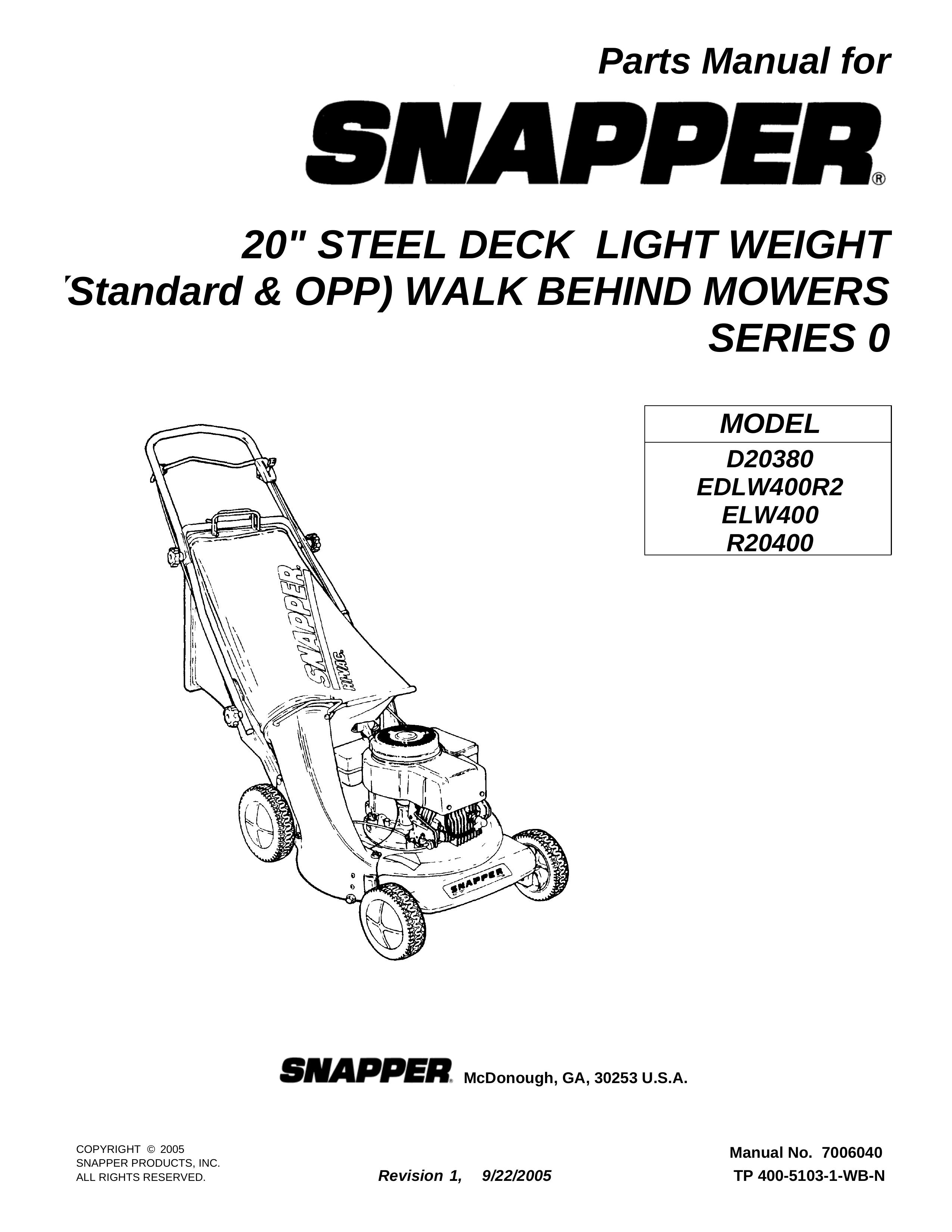 Snapper EDLW400R2 Trimmer User Manual
