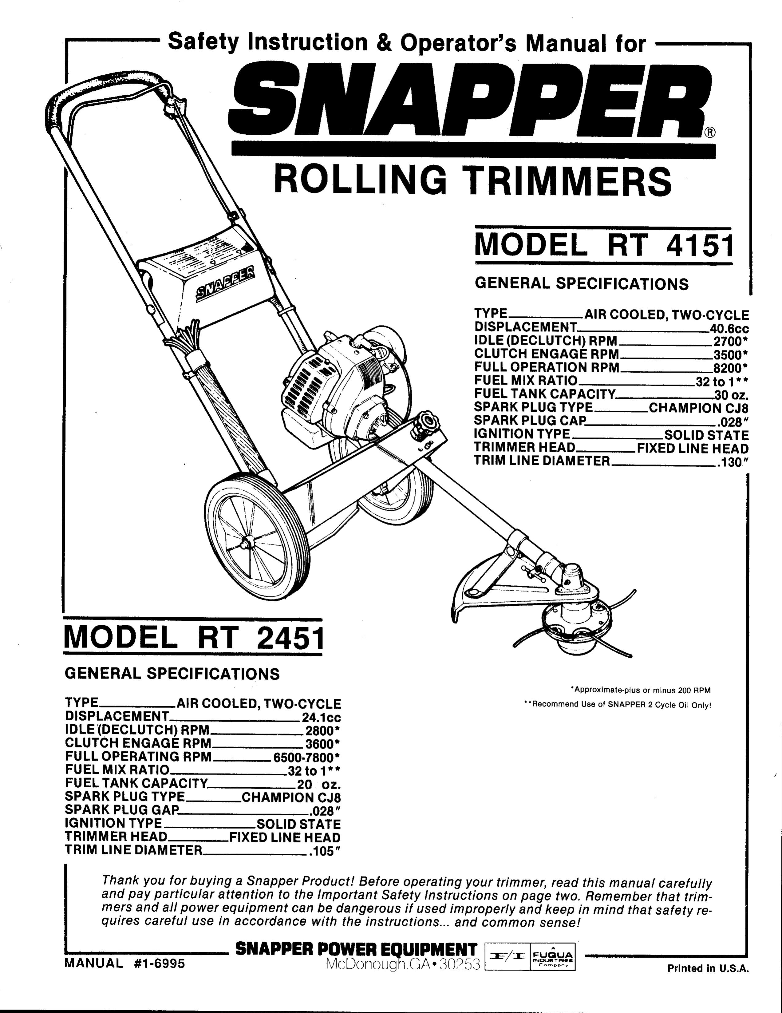 Snapper RT 2451 Trimmer User Manual