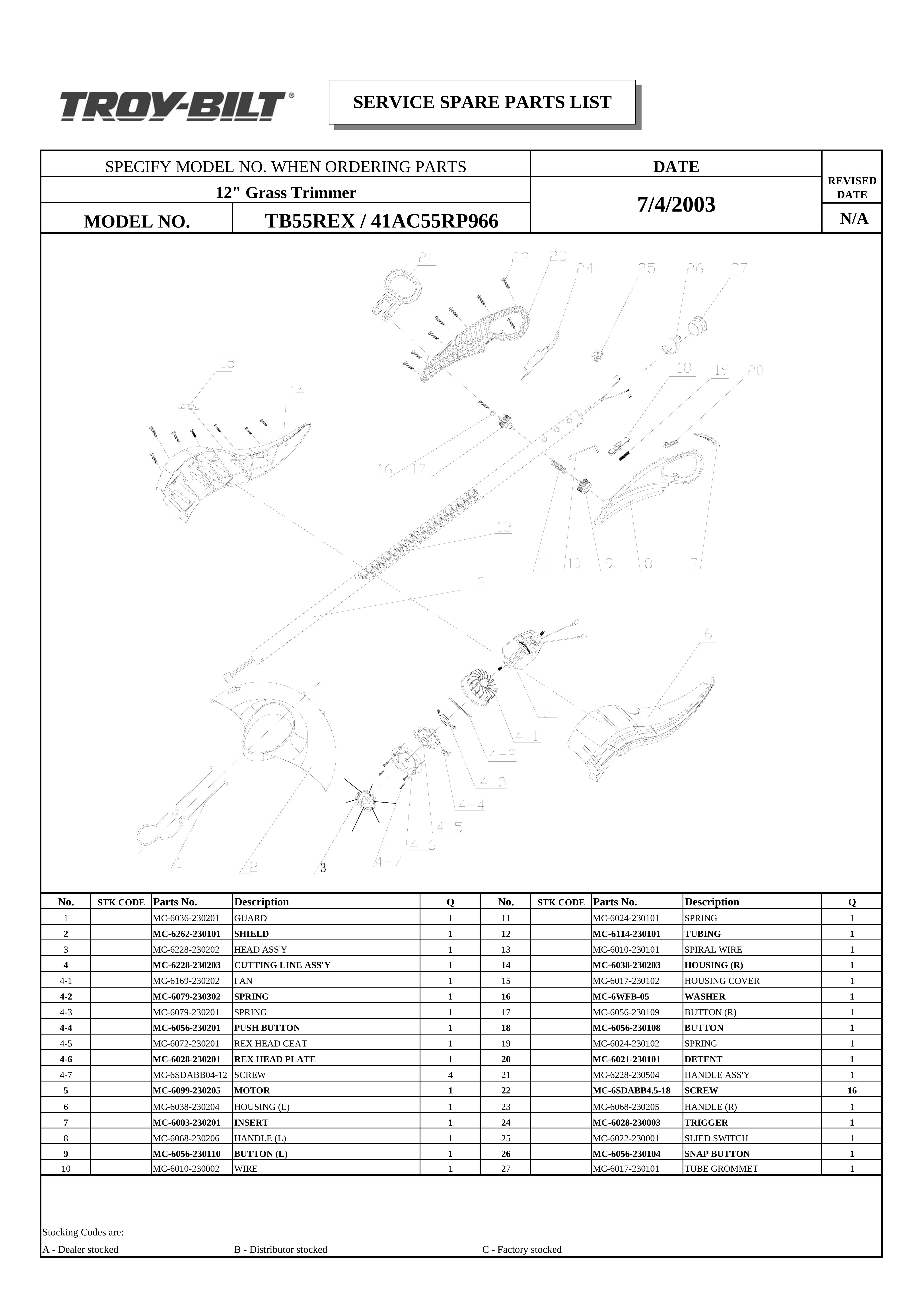 Troy-Bilt 41AC55RP966 Trimmer User Manual