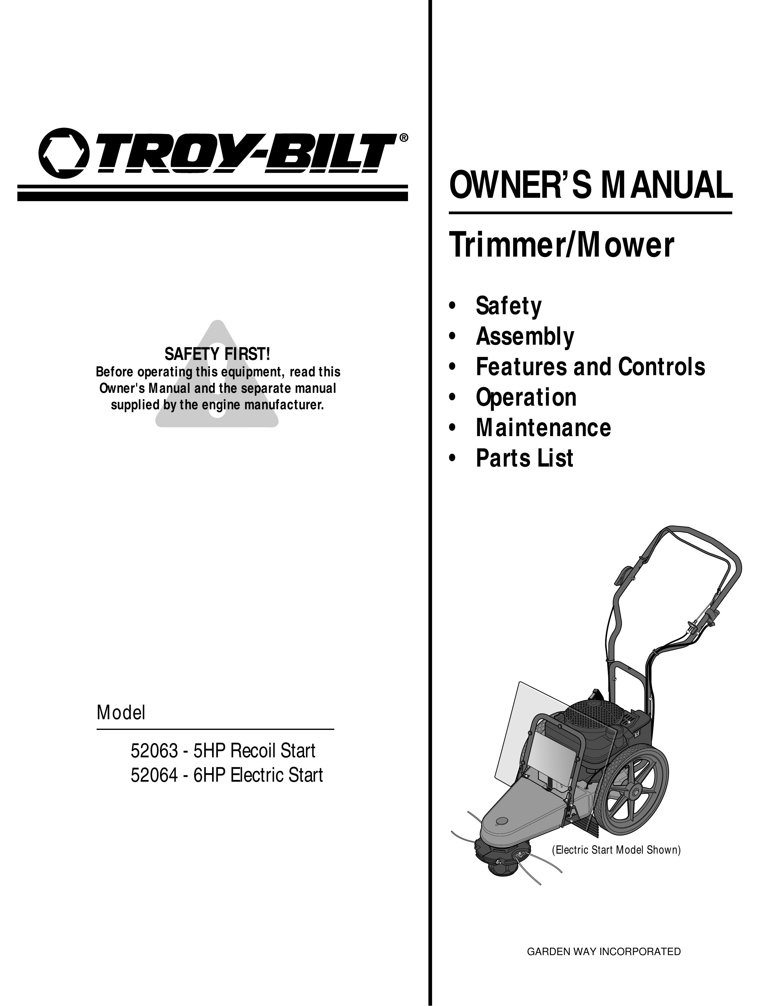 Troy-Bilt 52063, 52064 Trimmer User Manual
