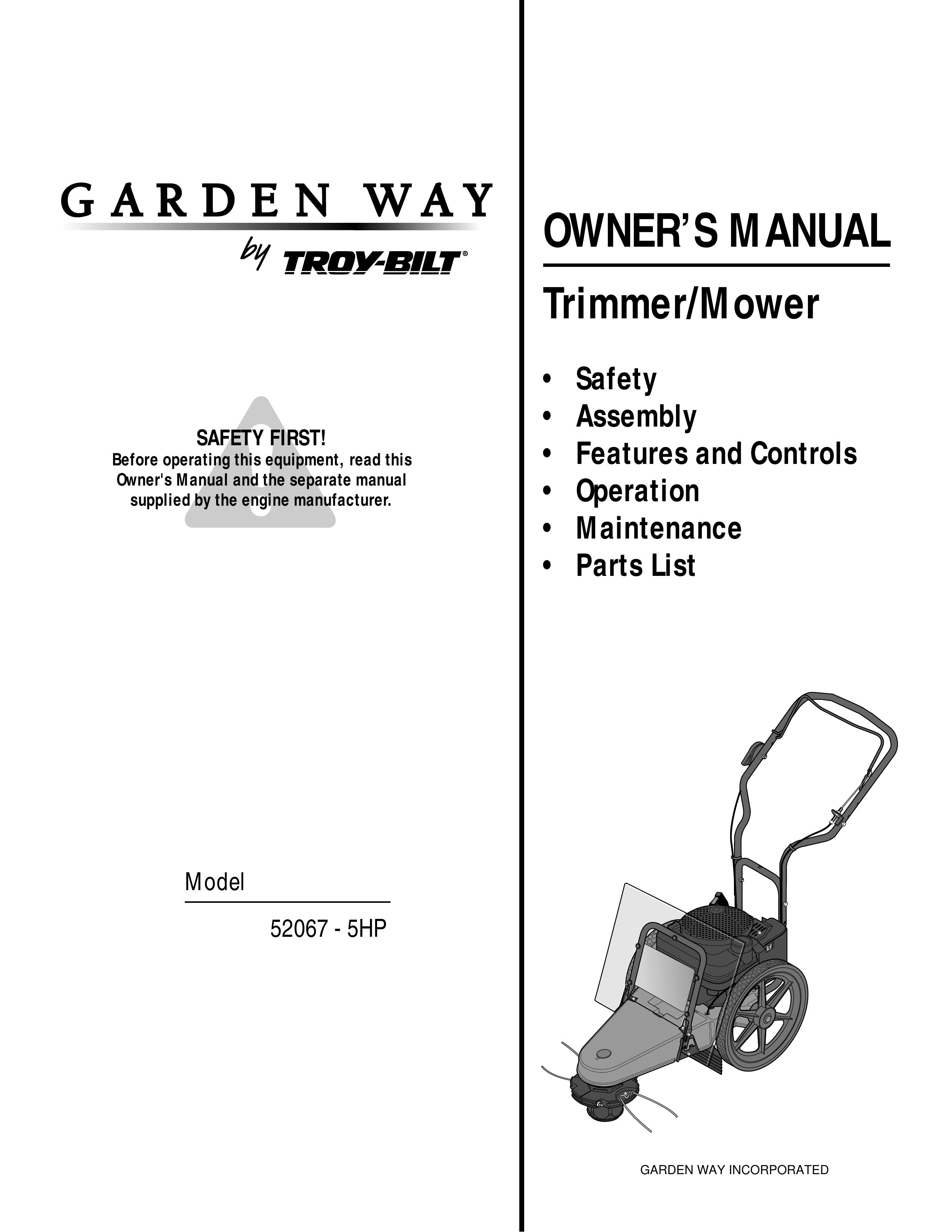 Troy-Bilt 52067 - 5HP Trimmer User Manual
