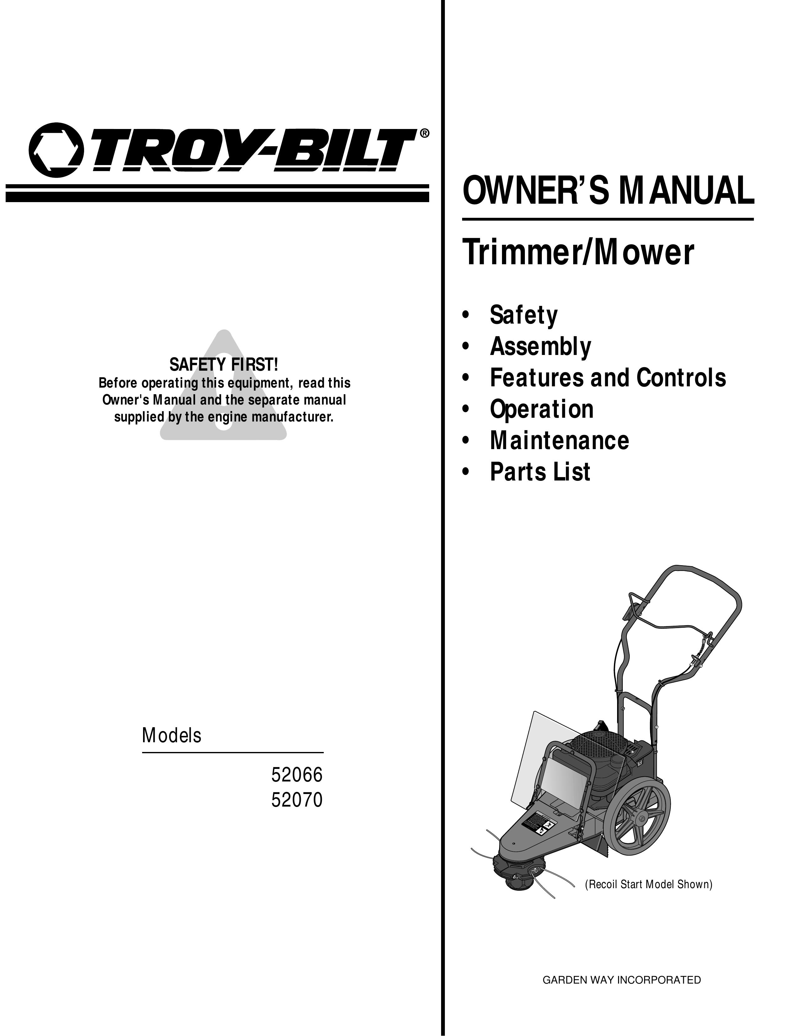 Troy-Bilt 52070 Trimmer User Manual