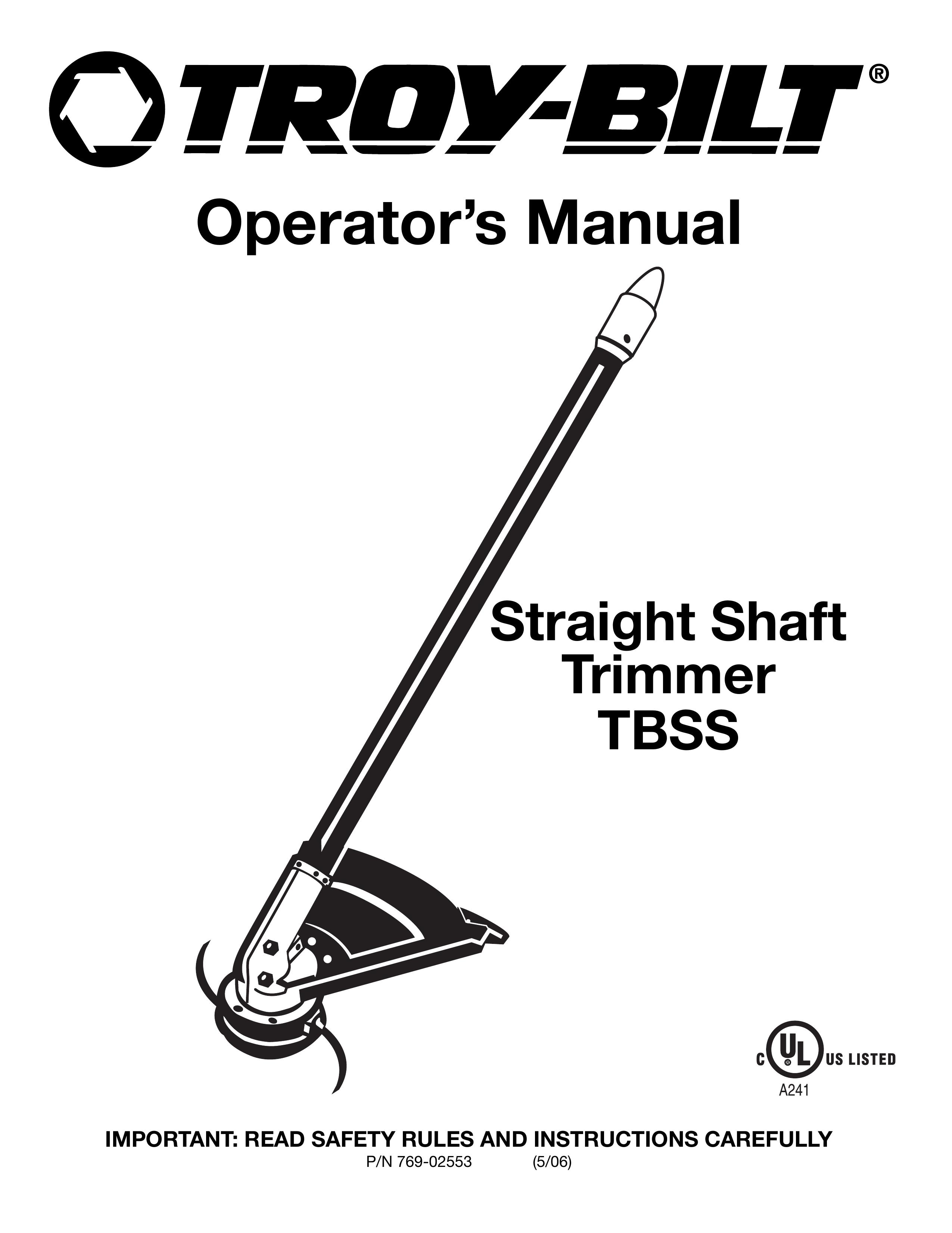 Troy-Bilt Straight Shaft Trimmer Trimmer User Manual