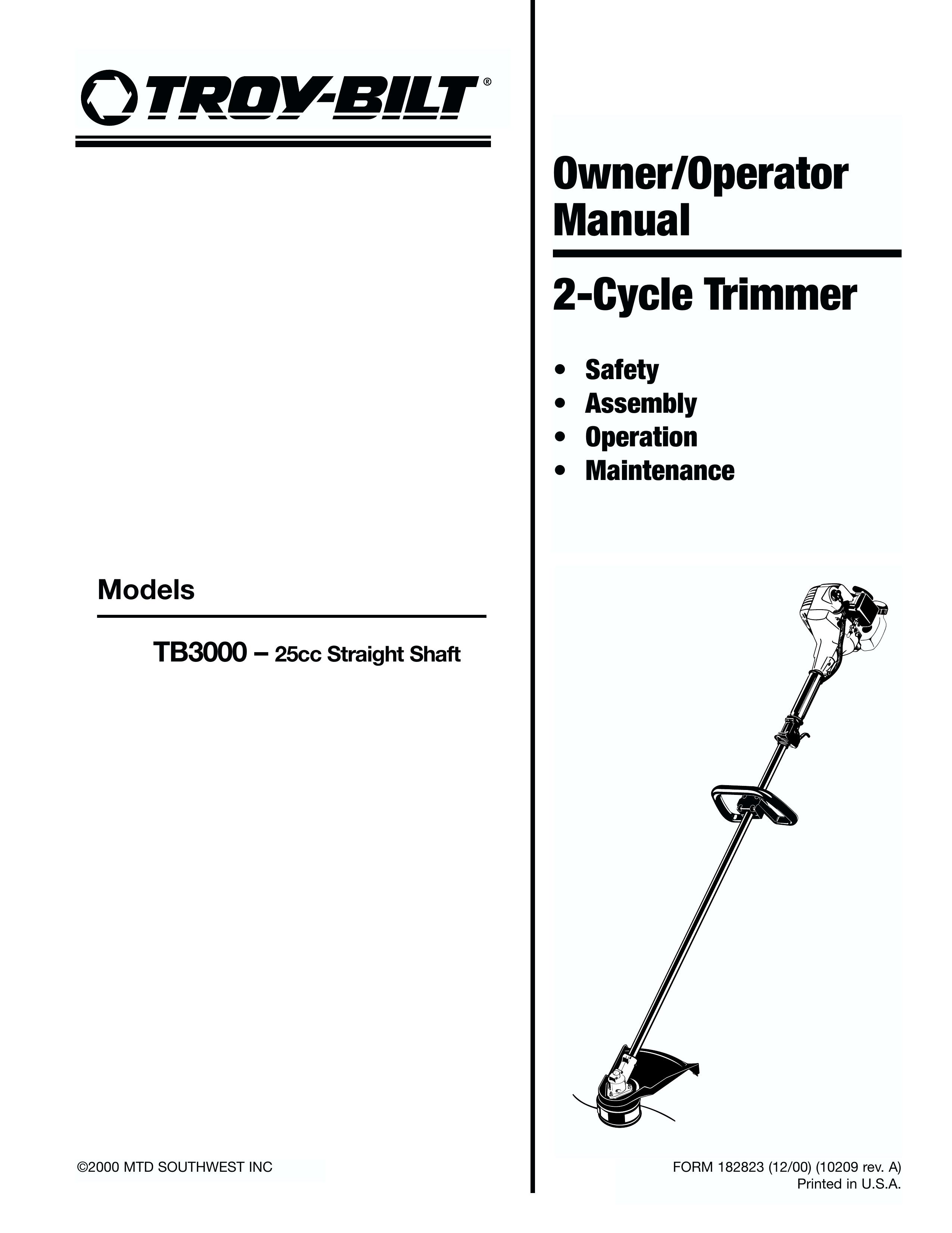 Troy-Bilt TB3000 Trimmer User Manual