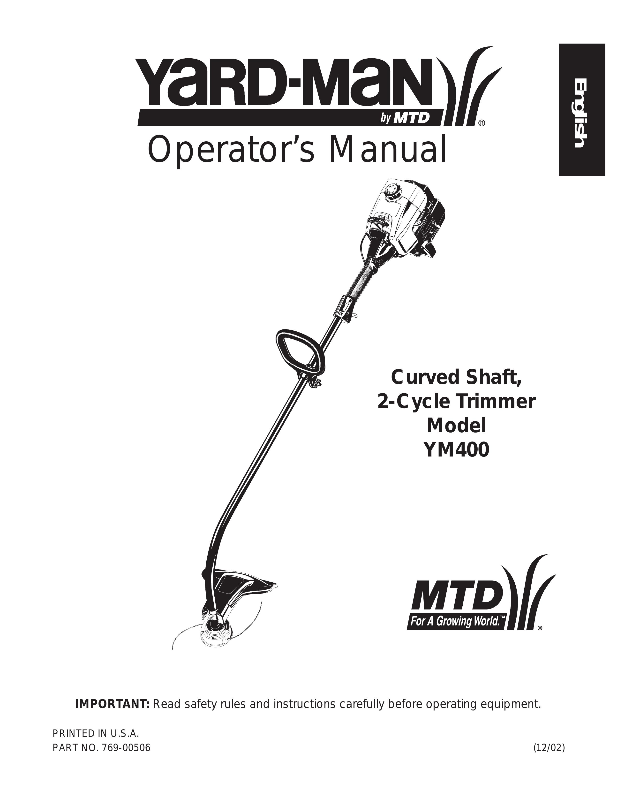 Yard-Man YM1500 Trimmer User Manual