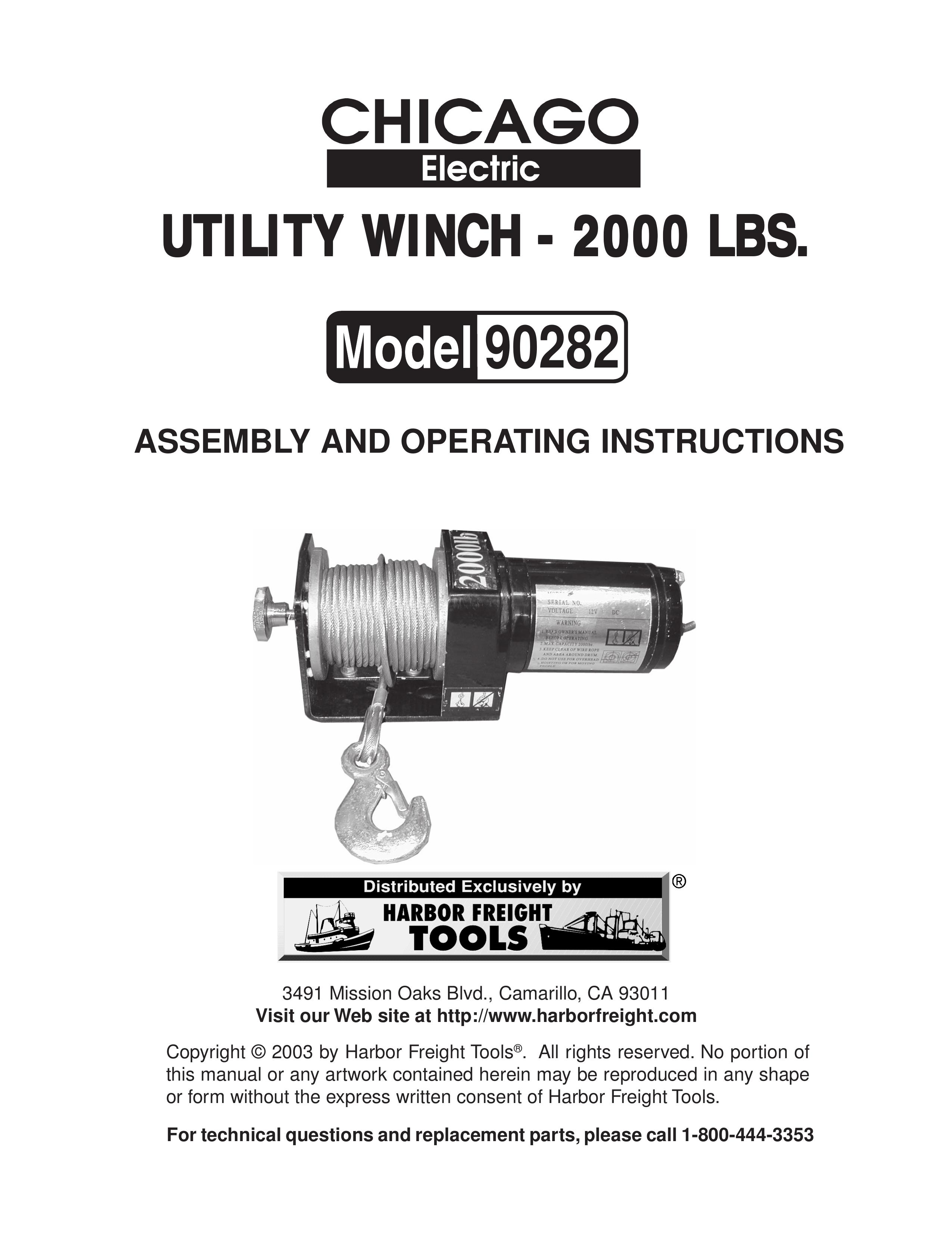Chicago Electric 90282 Utility Vehicle User Manual