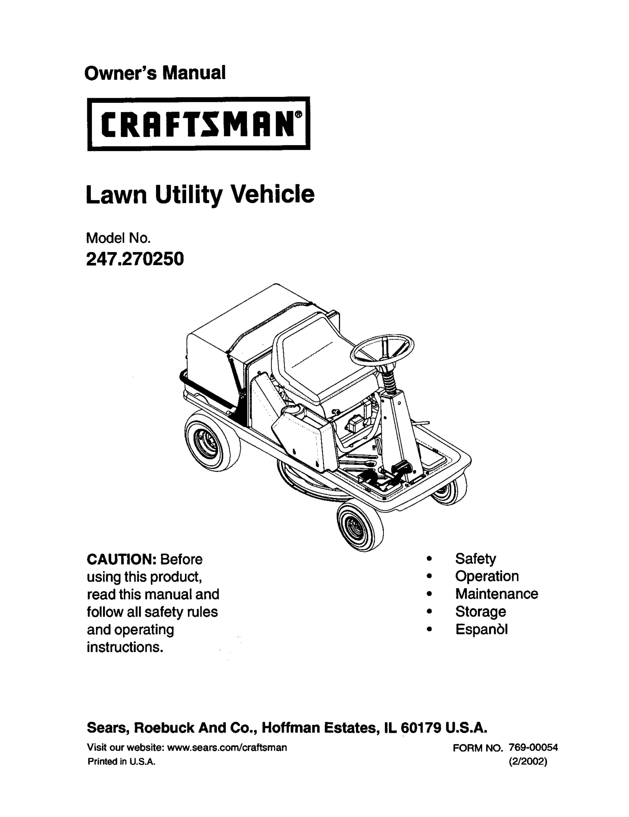 Craftsman 247 Utility Vehicle User Manual