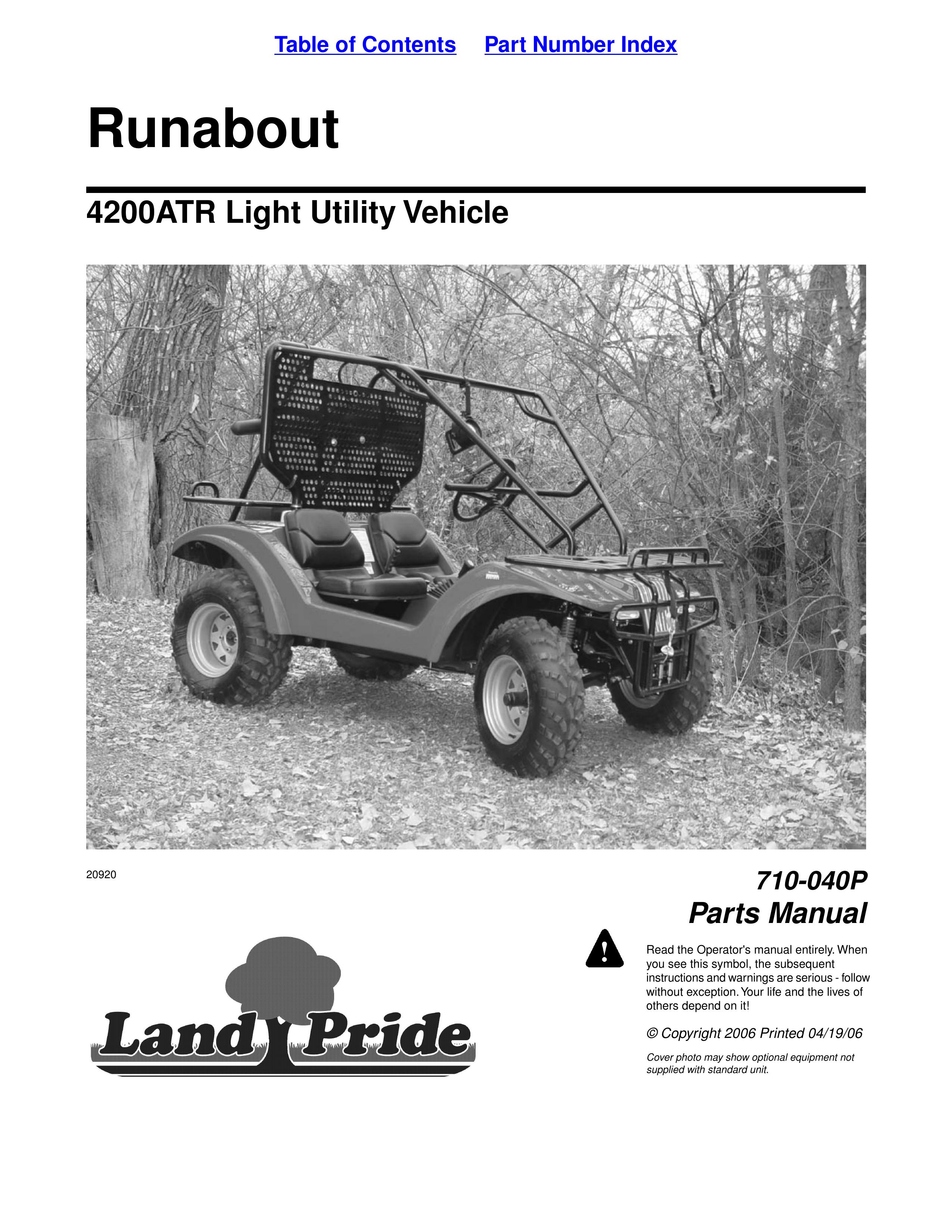 Land Pride 710-040P Utility Vehicle User Manual