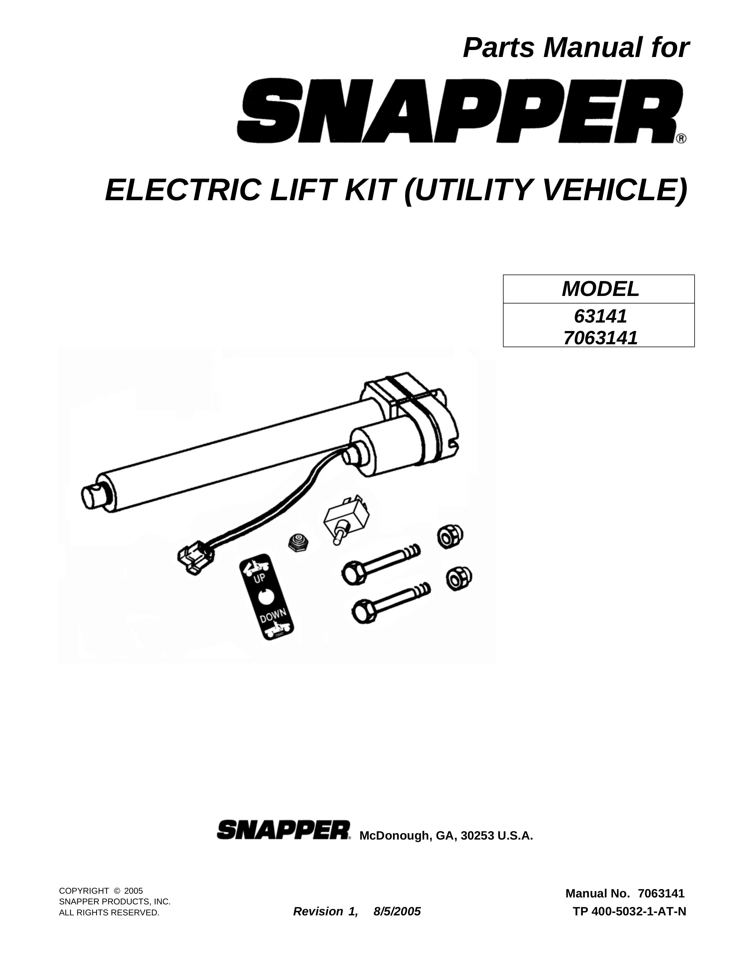 Snapper 63141 Utility Vehicle User Manual