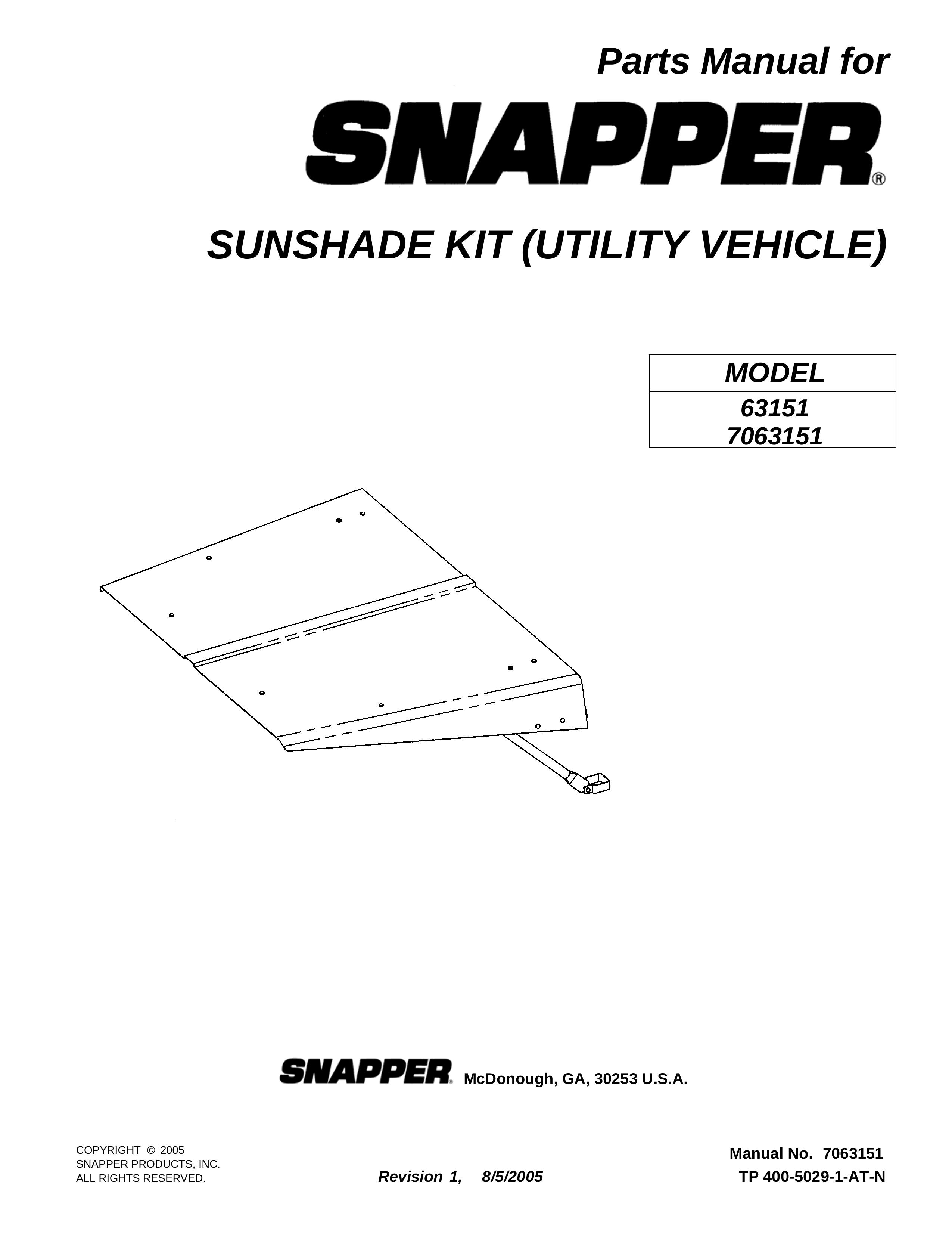 Snapper 63151 Utility Vehicle User Manual
