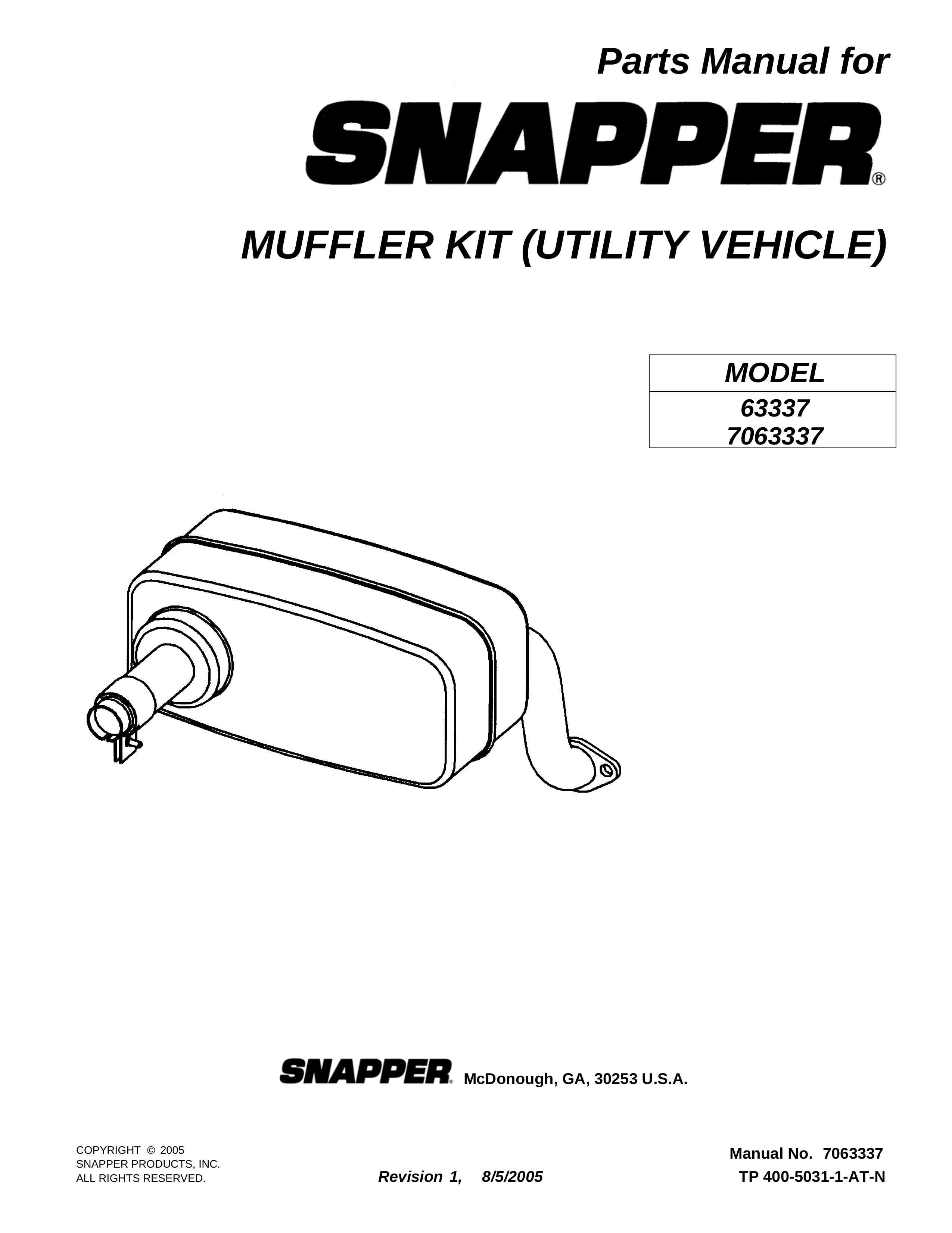 Snapper 63337 Utility Vehicle User Manual
