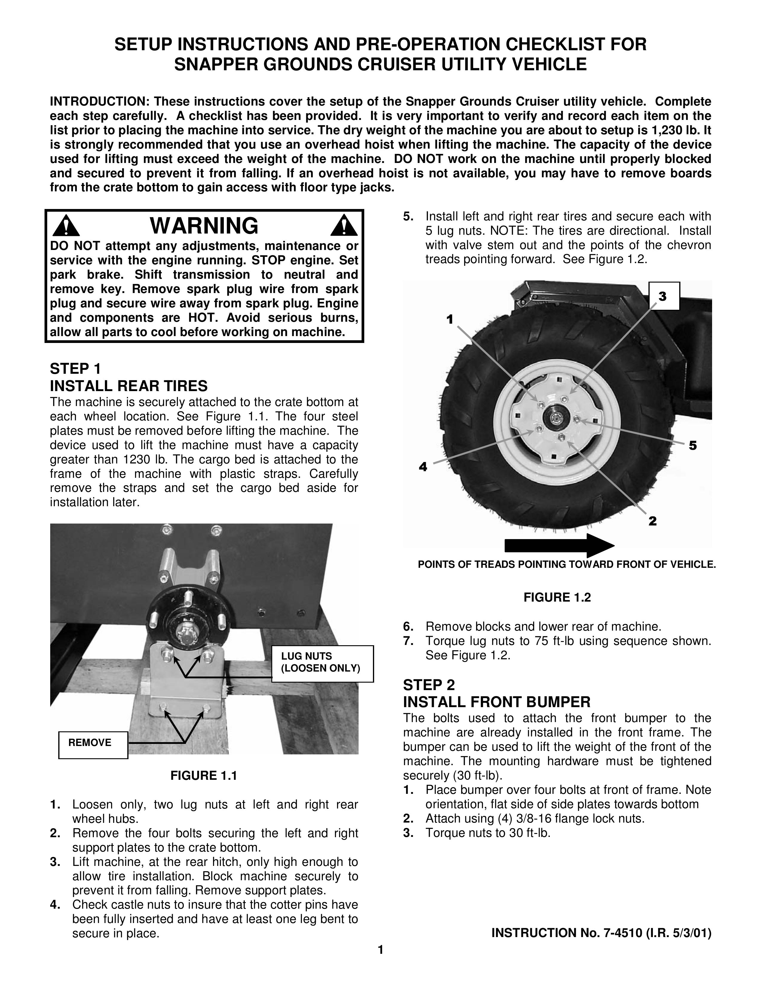 Snapper 7-4510 Utility Vehicle User Manual
