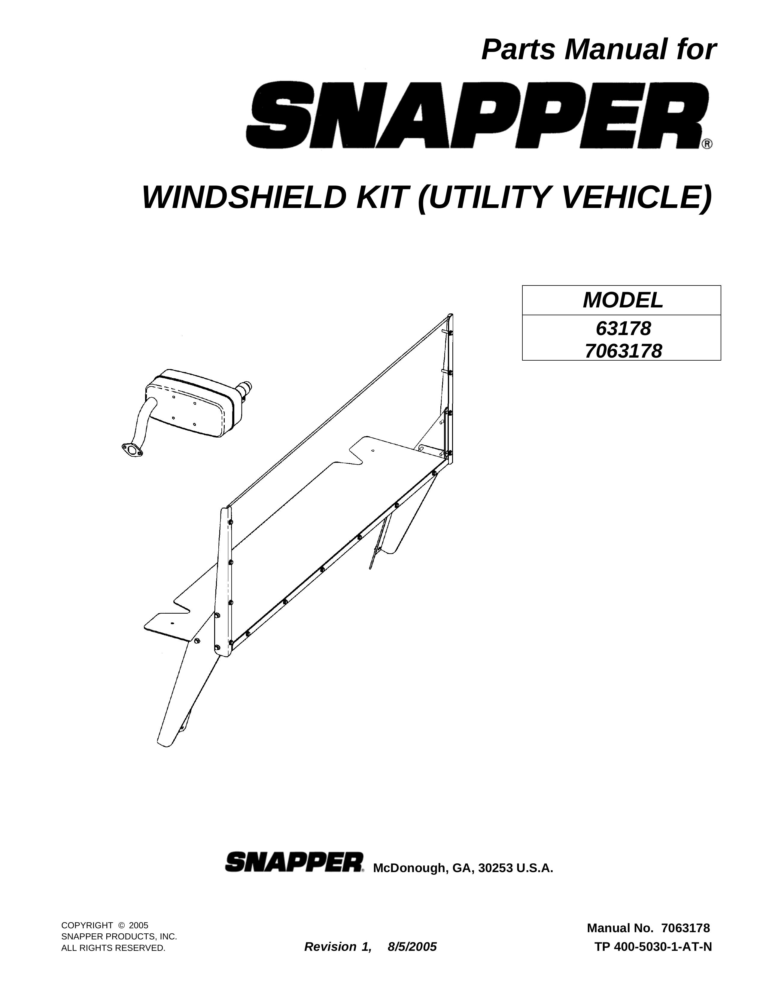 Snapper 7063178 Utility Vehicle User Manual