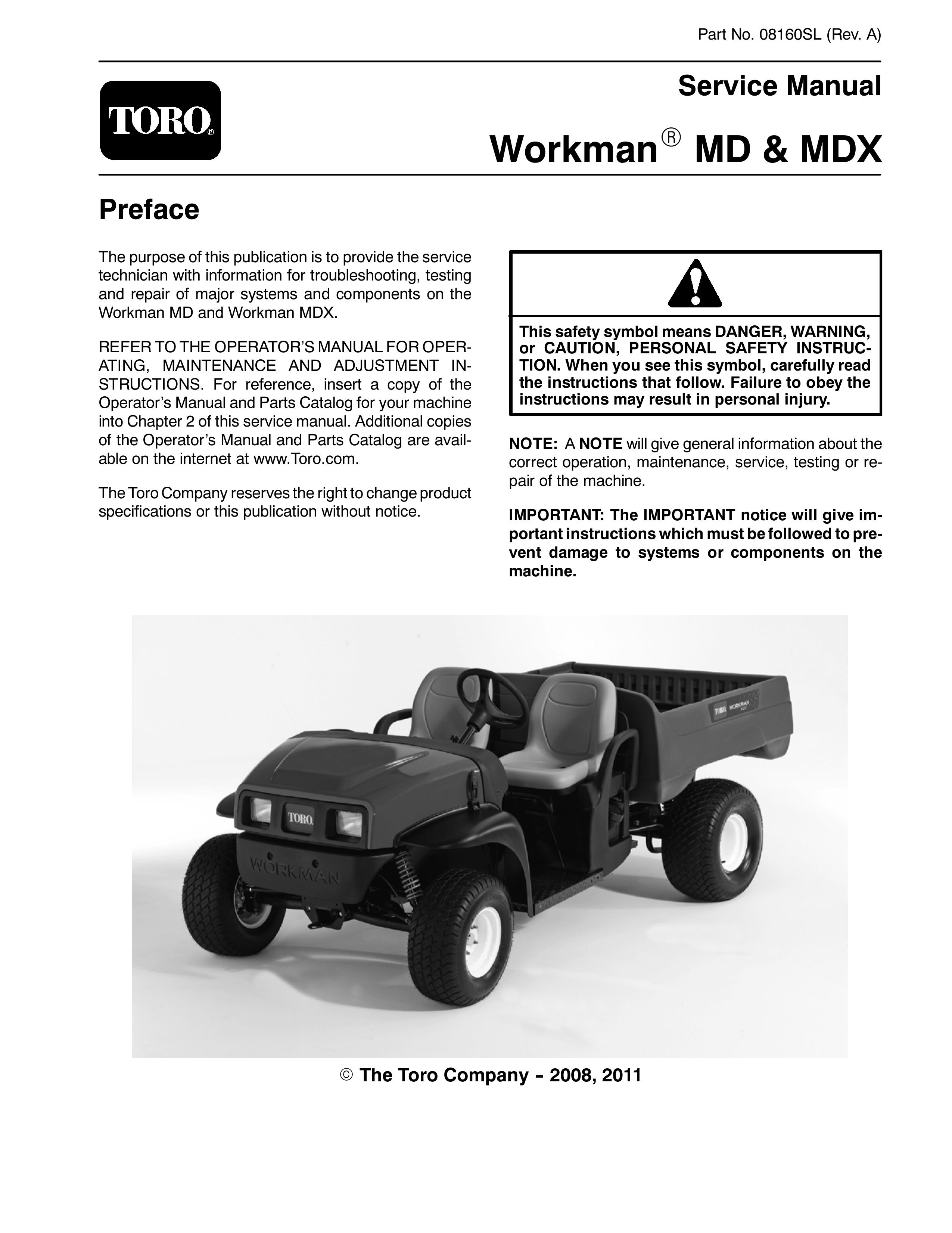 Toro 08160SL Utility Vehicle User Manual