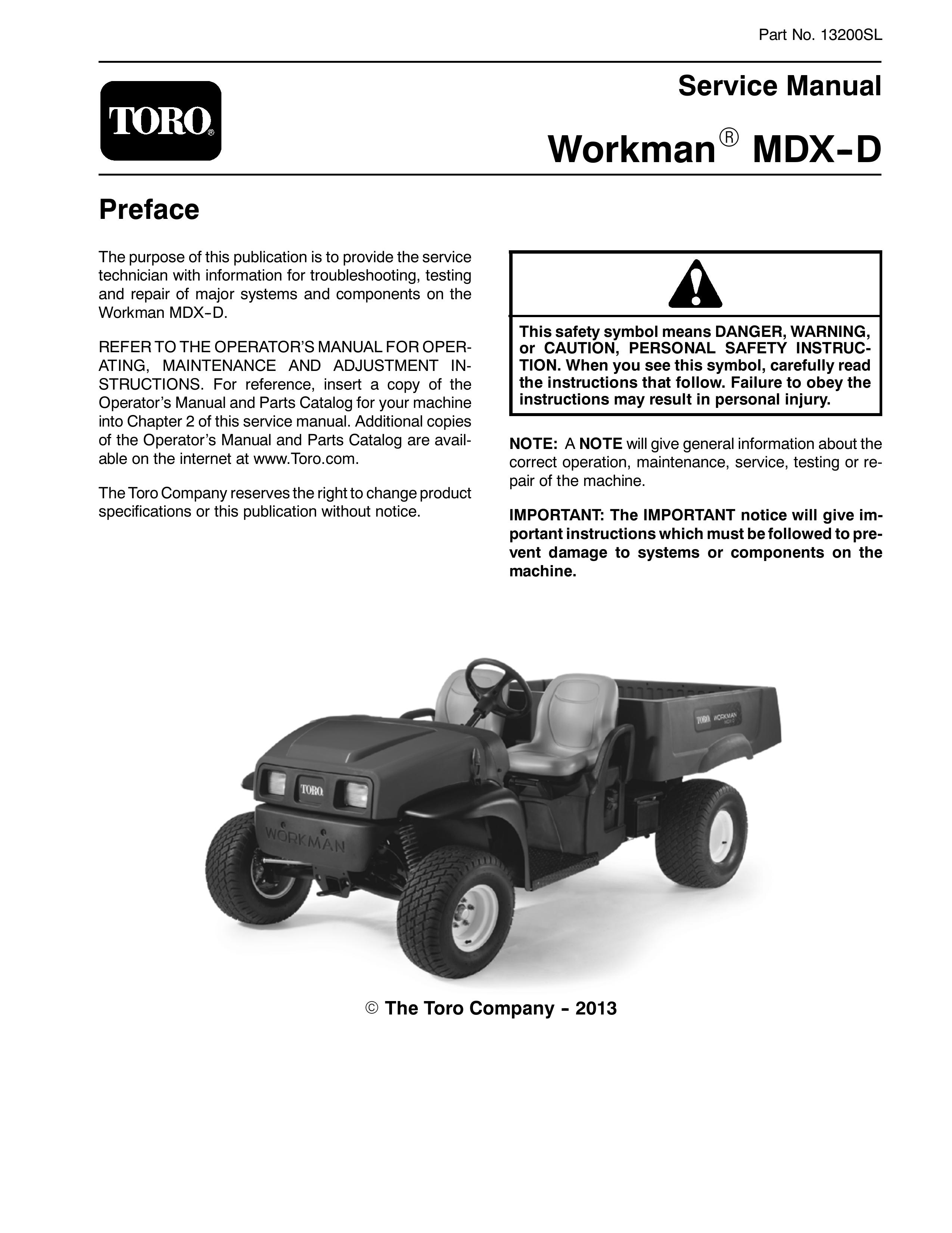 Toro MDX-D Utility Vehicle User Manual