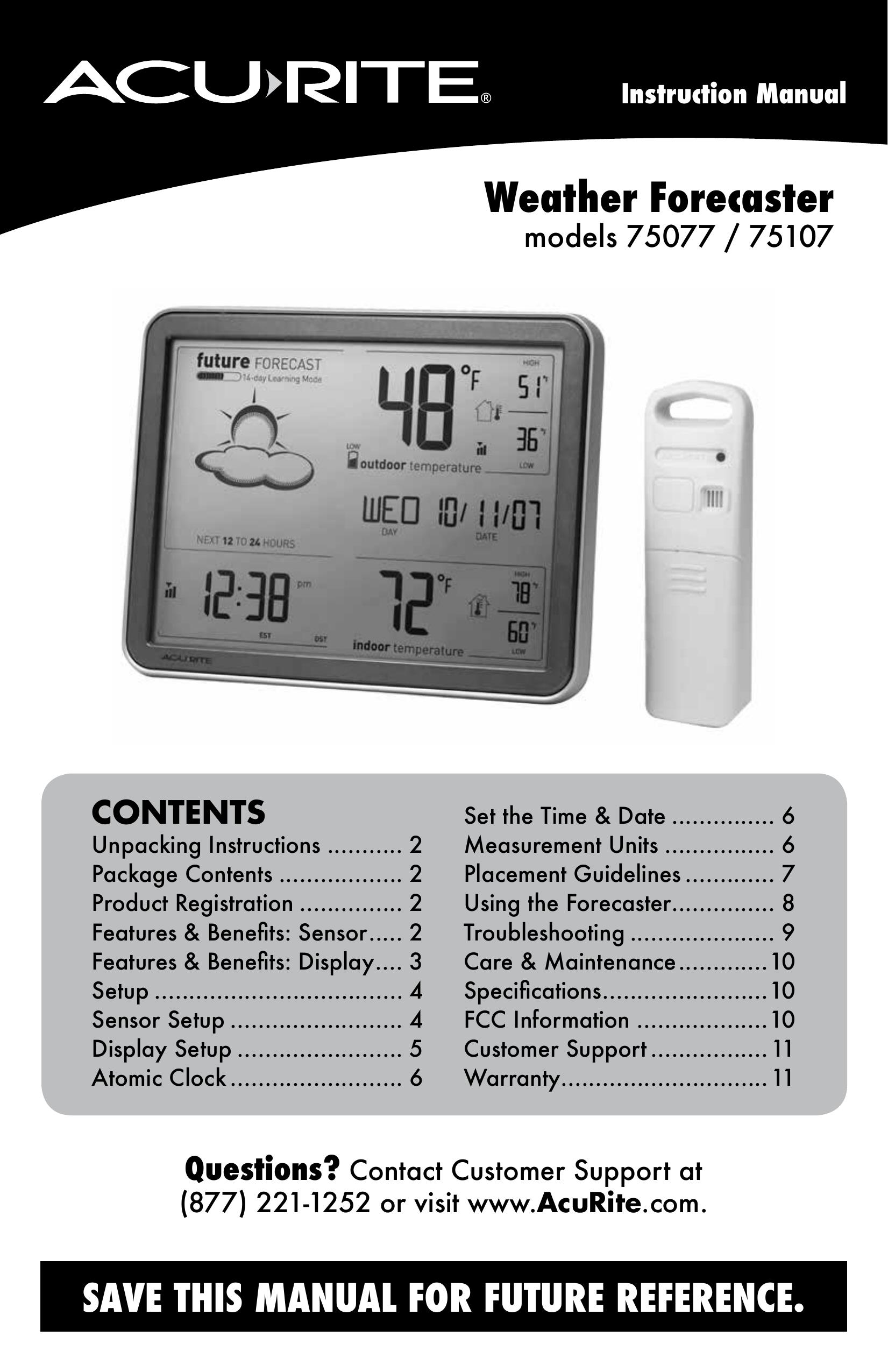 Acu-Rite #75077 Weather Radio User Manual