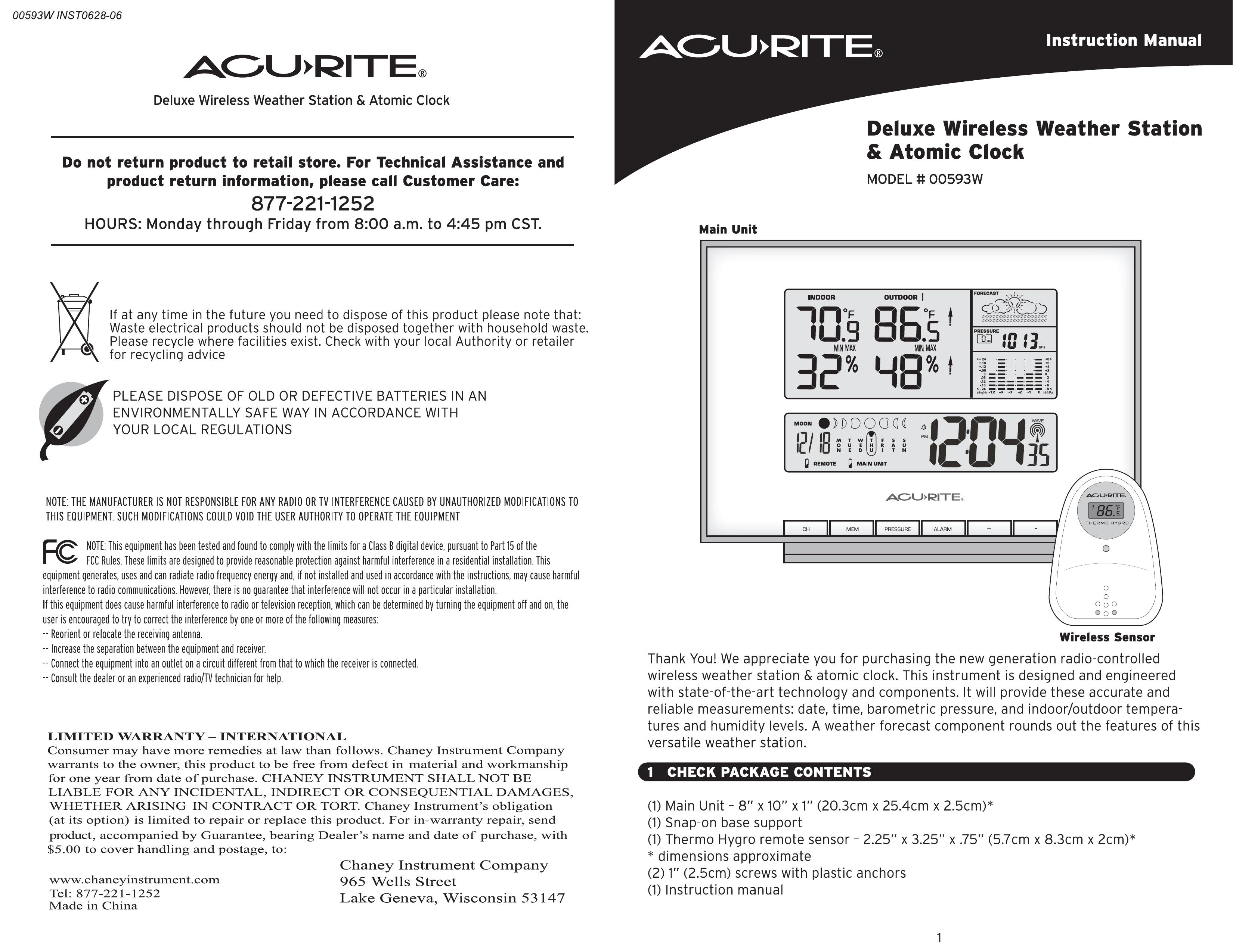 Acu-Rite 00593W Weather Radio User Manual