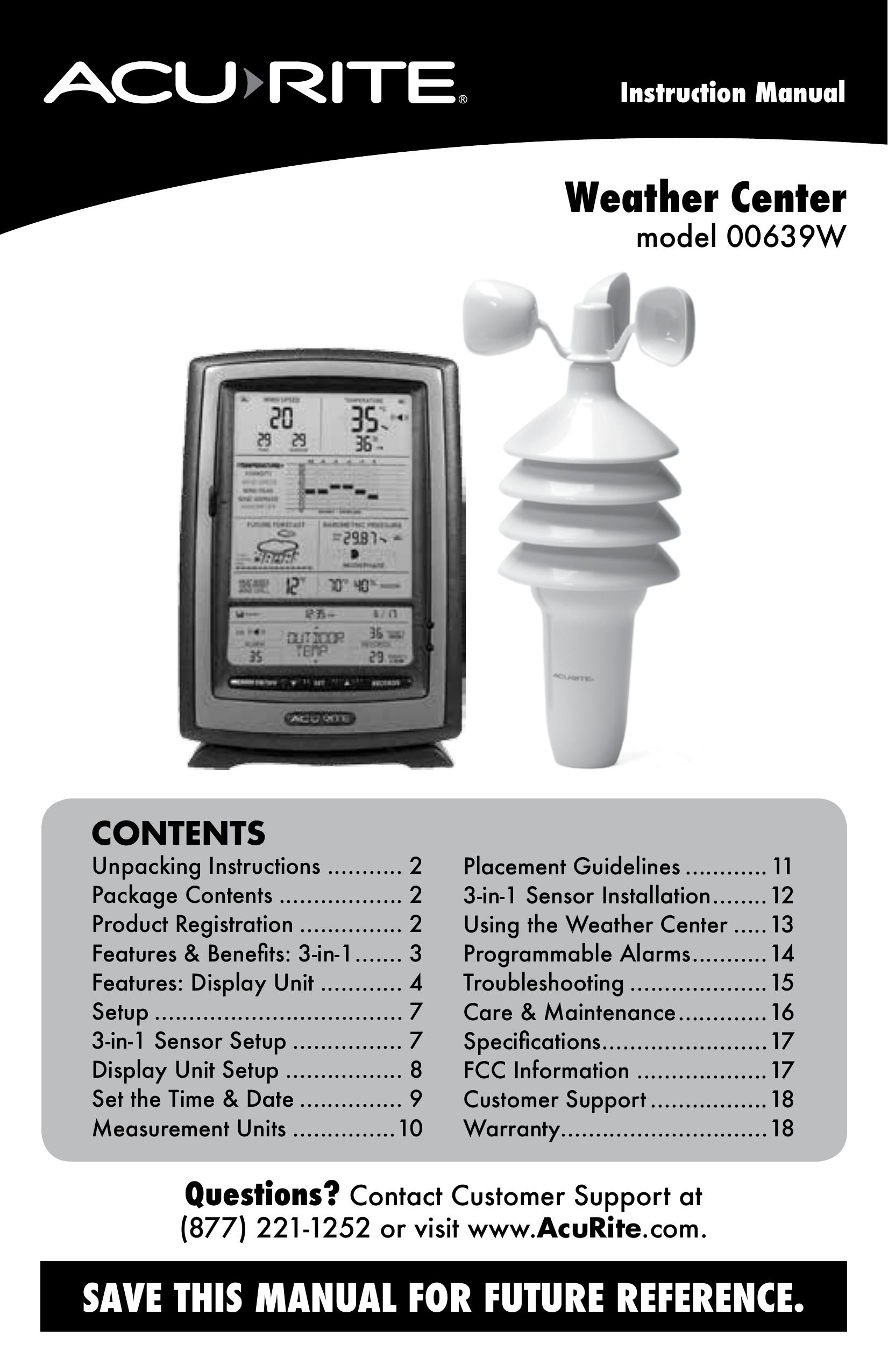 Acu-Rite 00639W Weather Radio User Manual