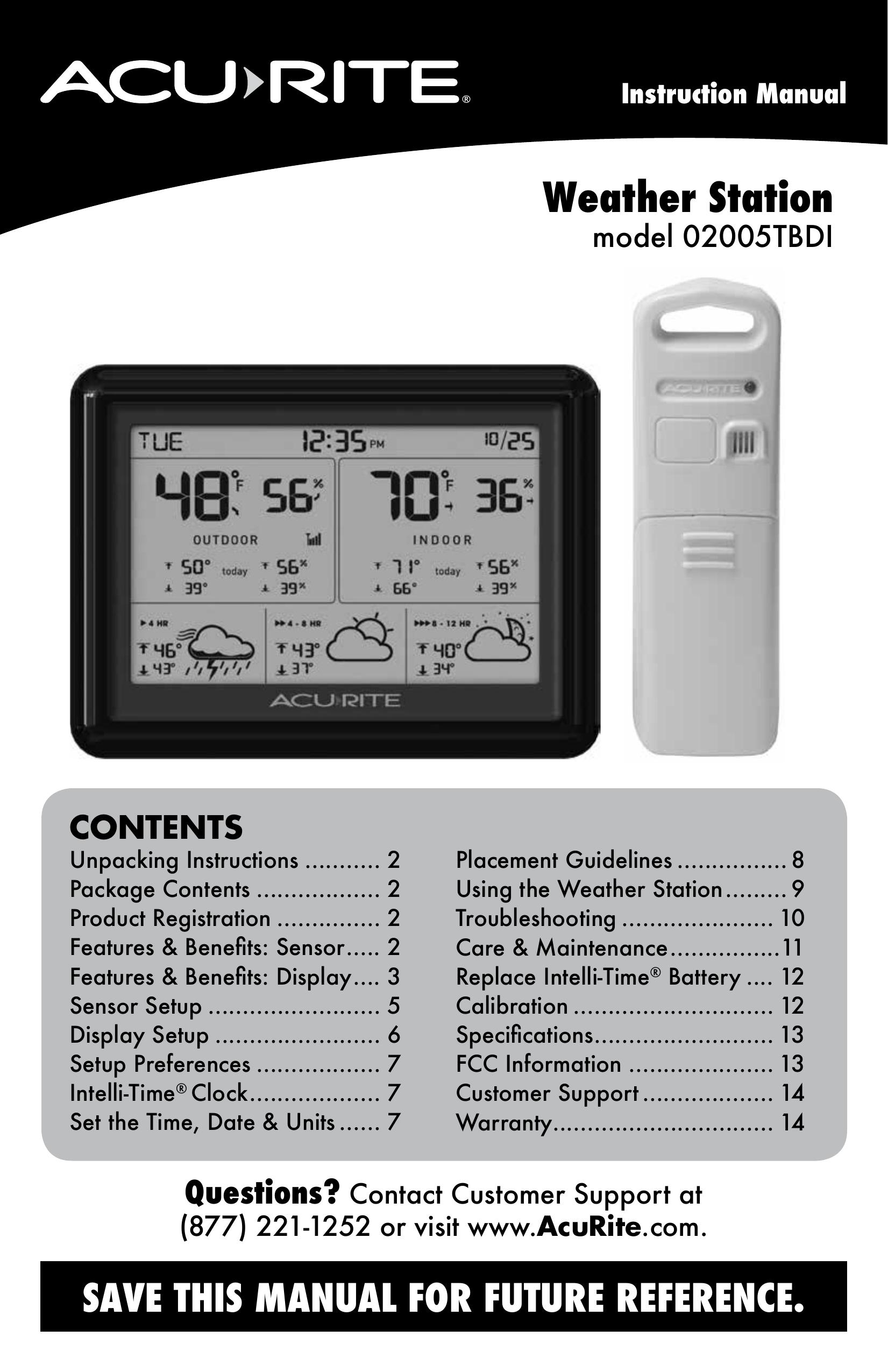 Acu-Rite 02005TBDI Weather Radio User Manual