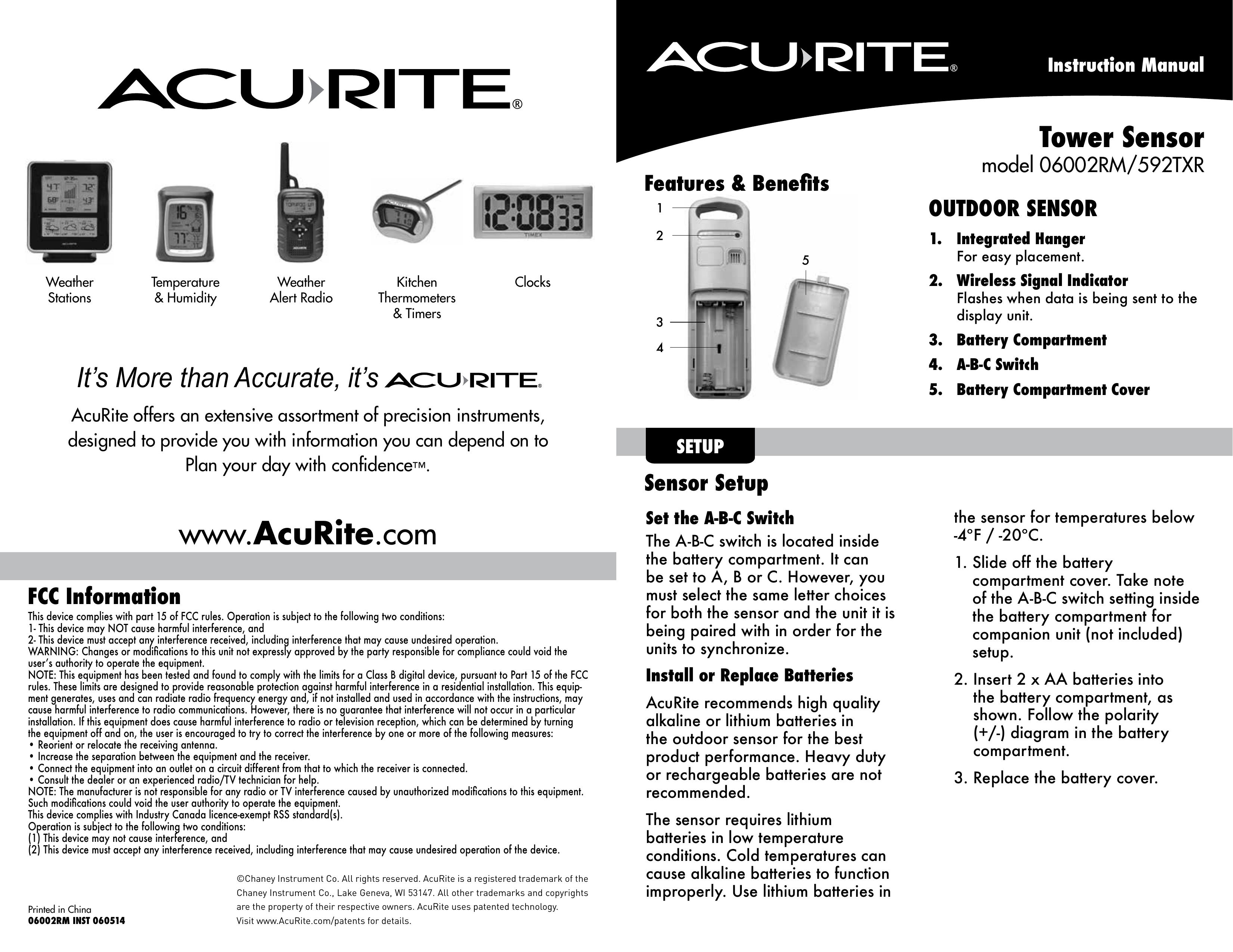Acu-Rite 06002RM/592TXR Weather Radio User Manual