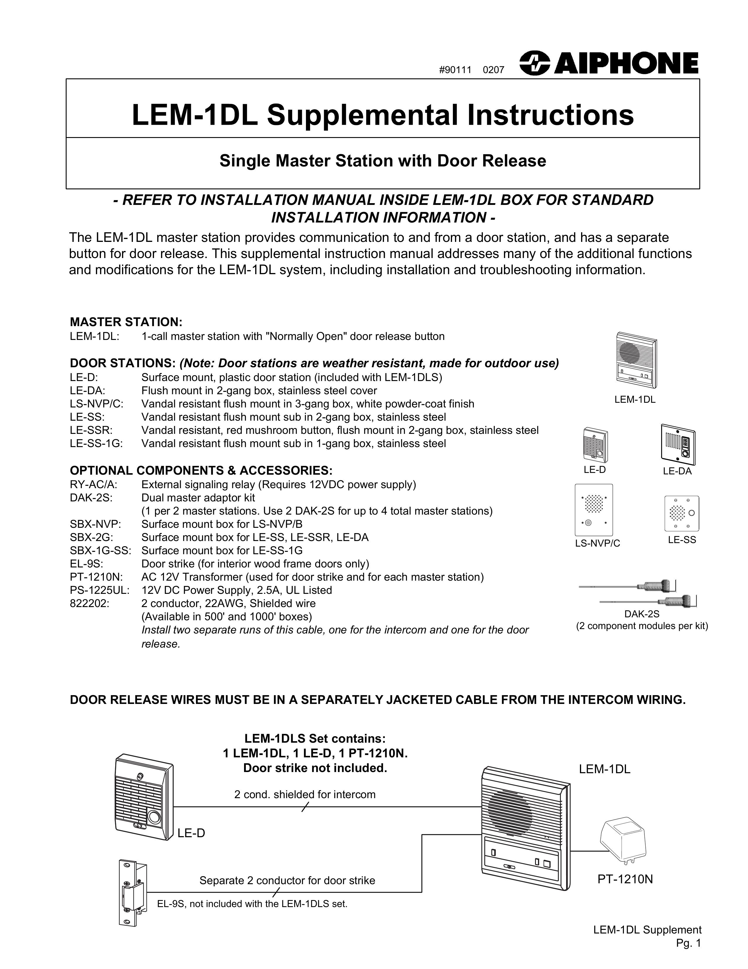 Aiphone LEM-1DL Weather Radio User Manual