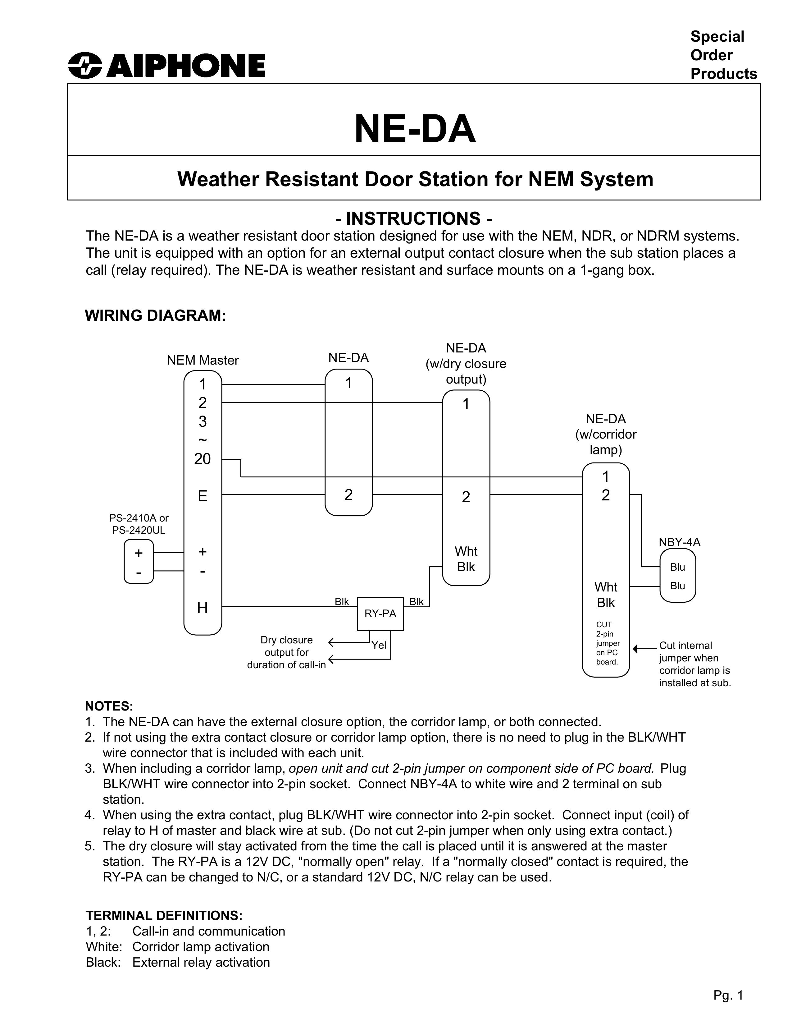 Aiphone NE-DA Weather Radio User Manual