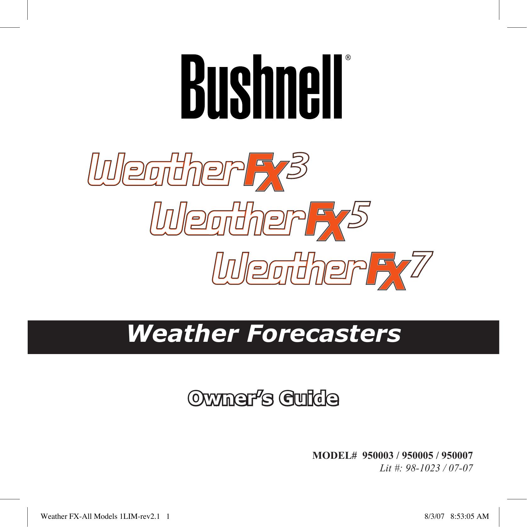 Bushnell 950003 Weather Radio User Manual