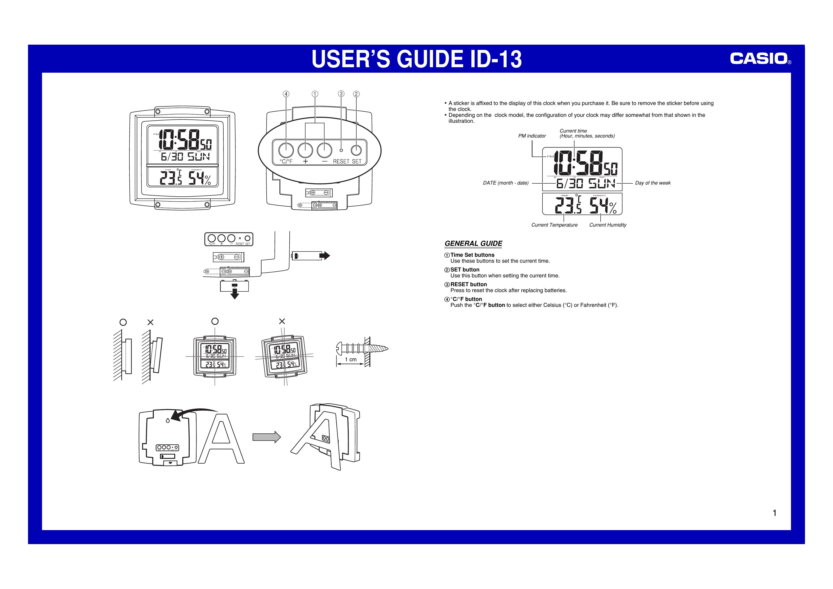 Casio ID-13 Weather Radio User Manual