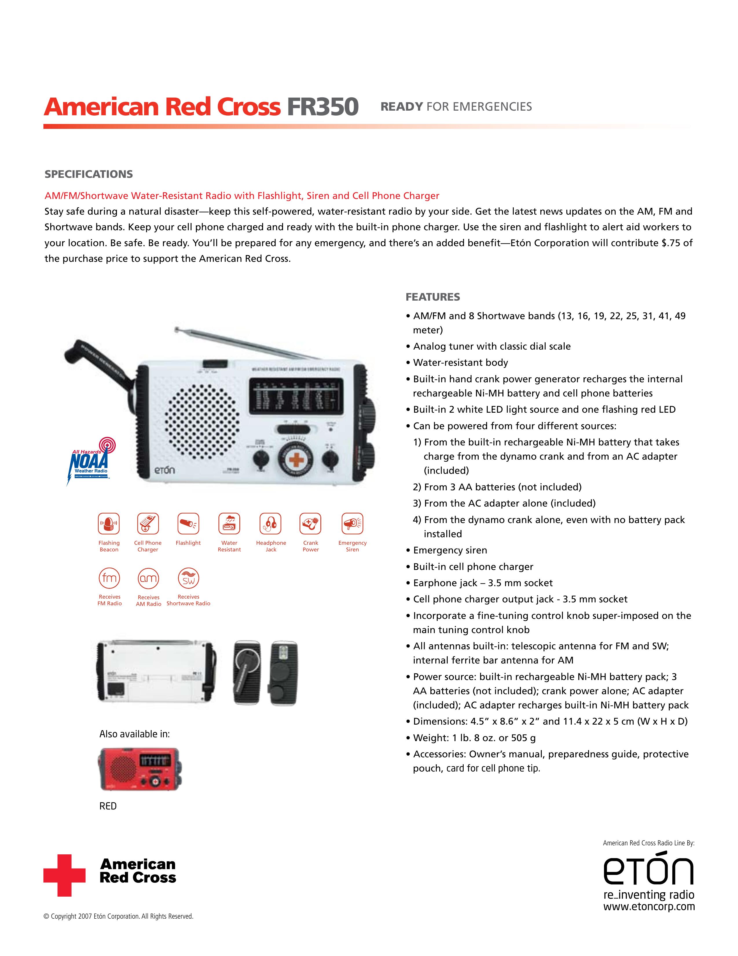 Eton ARCFR350 Weather Radio User Manual