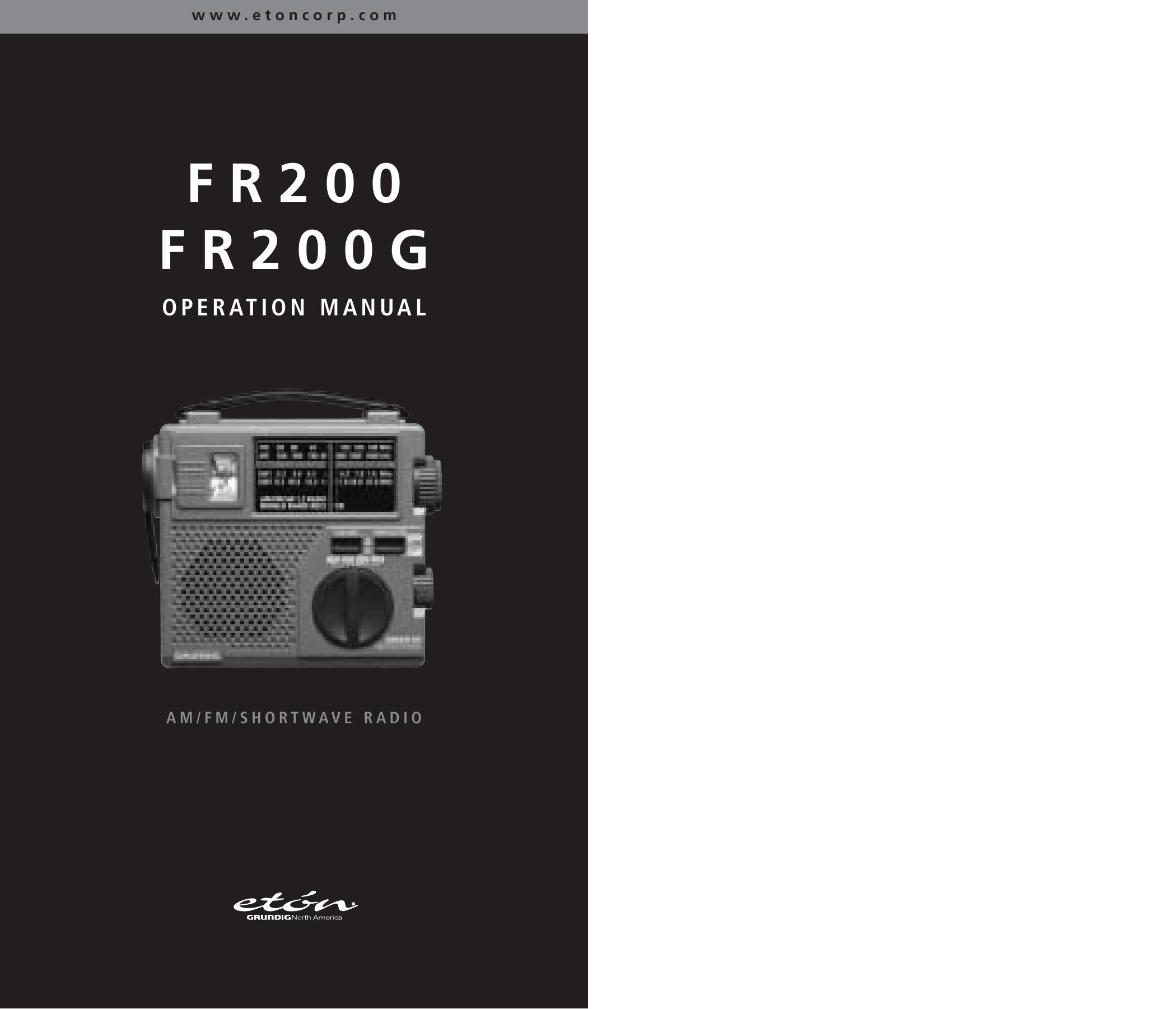 Eton FR200 Weather Radio User Manual