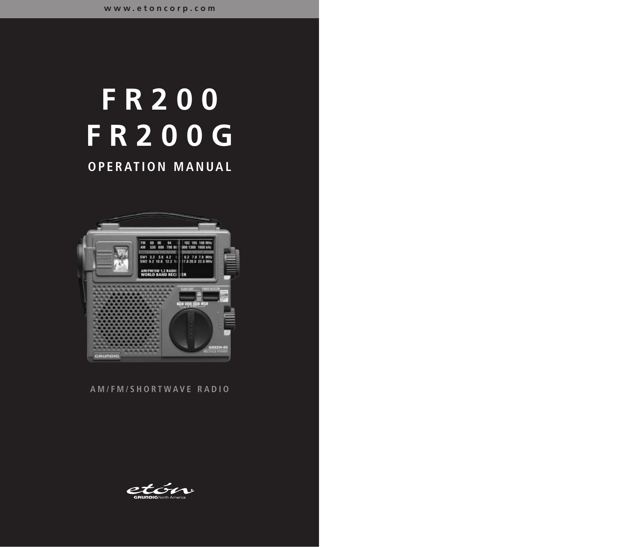 Eton FR200G Weather Radio User Manual