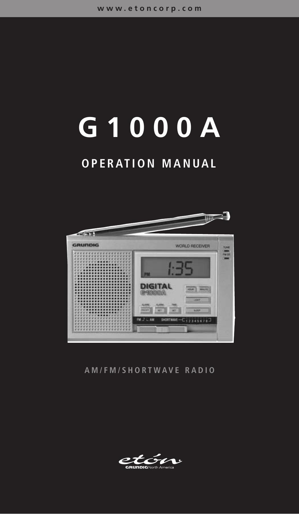 Eton G1000A Weather Radio User Manual