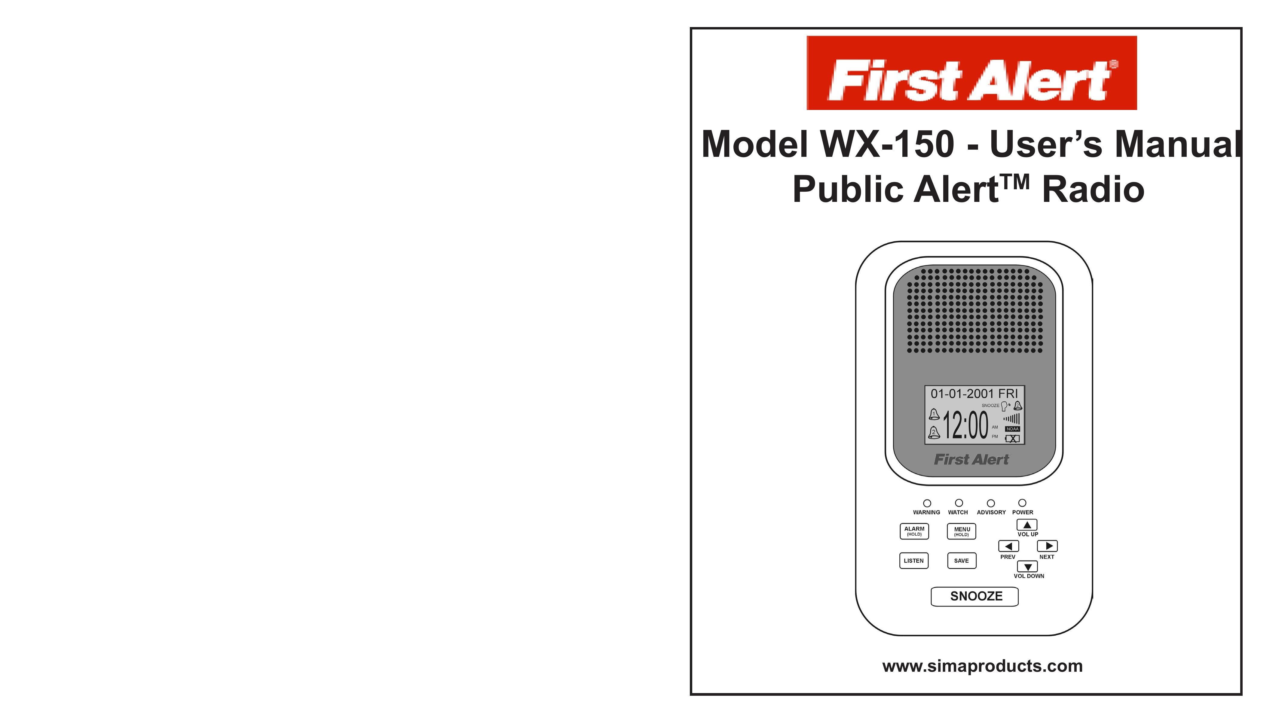 First Alert WX-150 Weather Radio User Manual