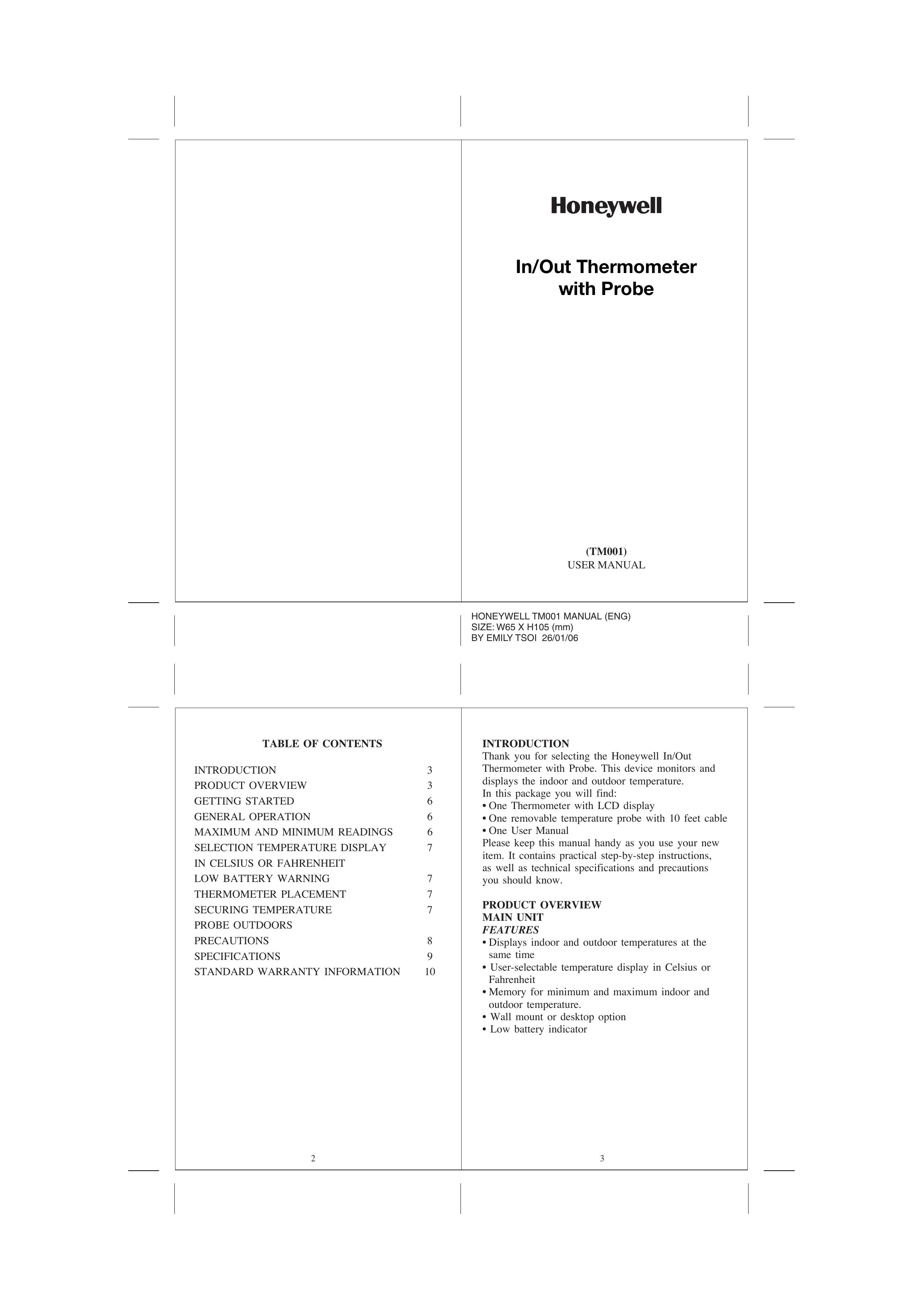 Honeywell TM001 Weather Radio User Manual