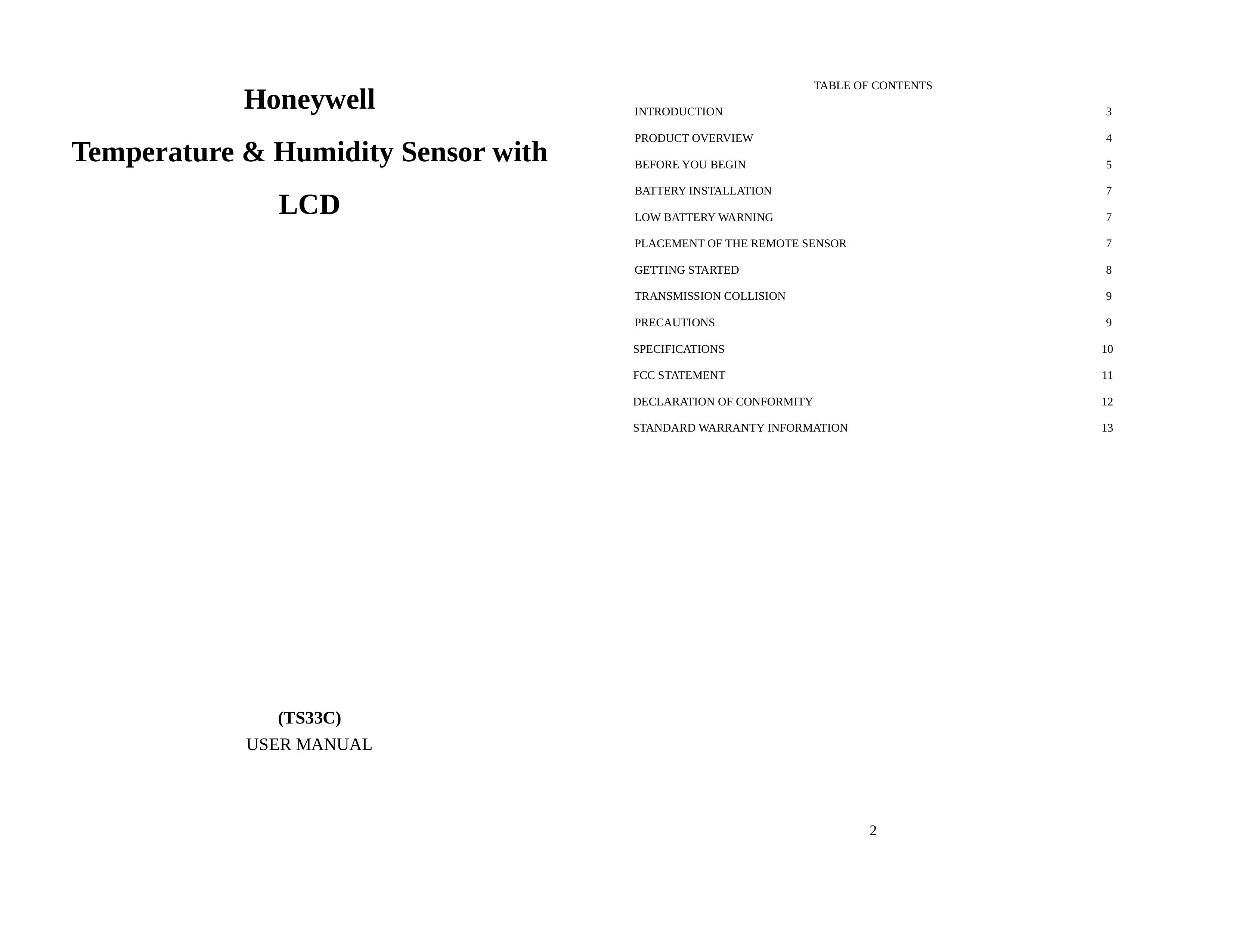 Honeywell TS33C Weather Radio User Manual