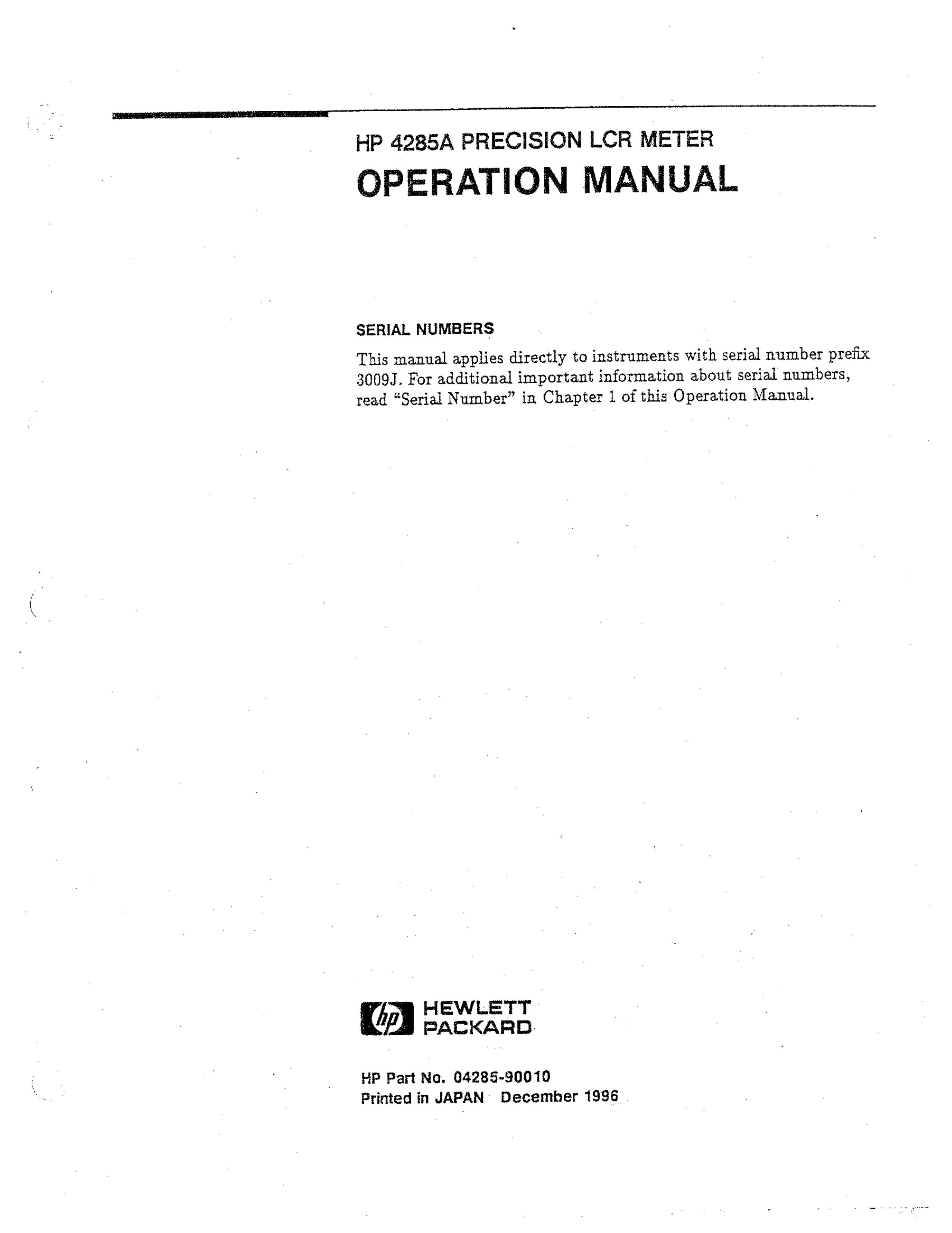 HP (Hewlett-Packard) 04285-90010 Weather Radio User Manual