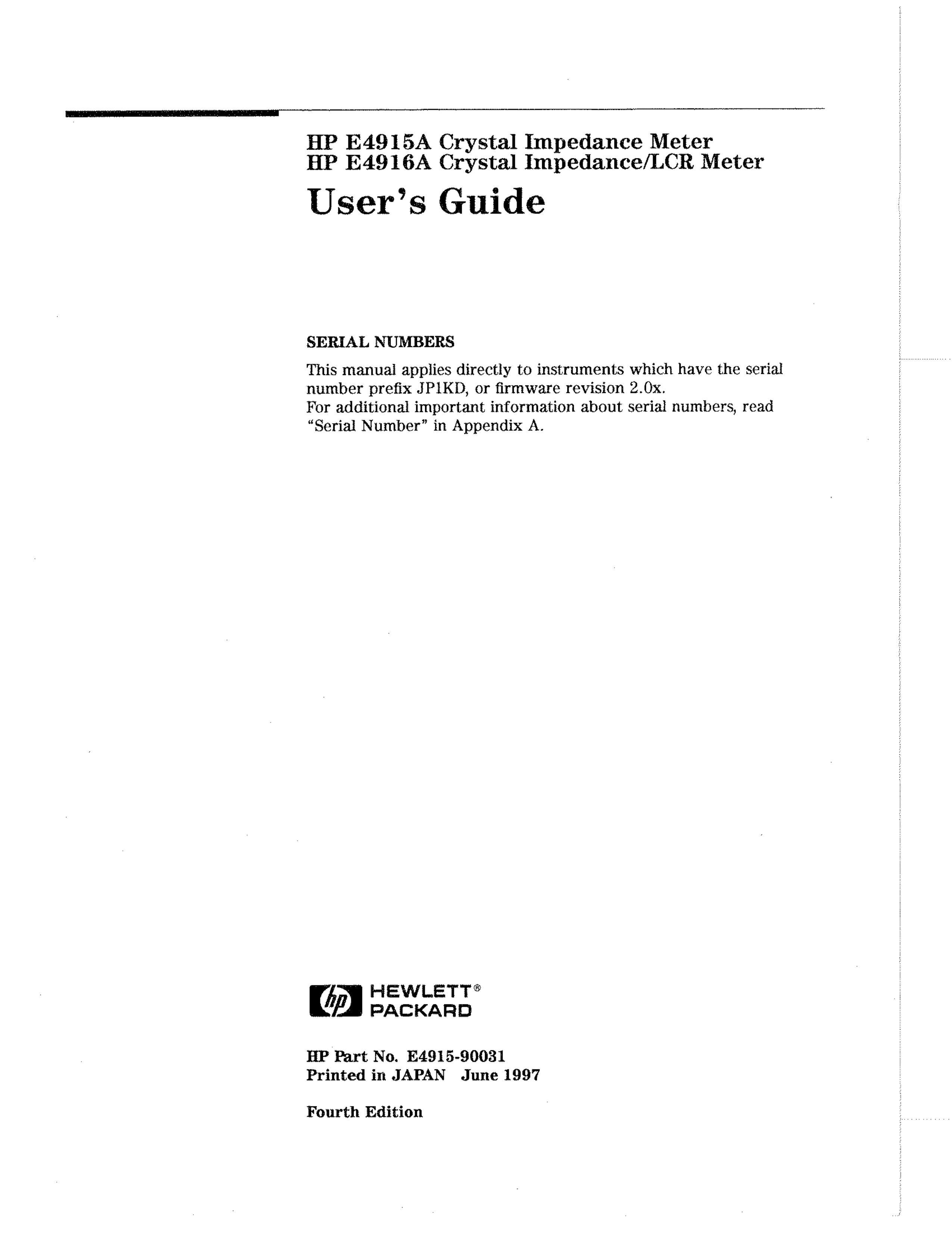 HP (Hewlett-Packard) HP E4915A Weather Radio User Manual