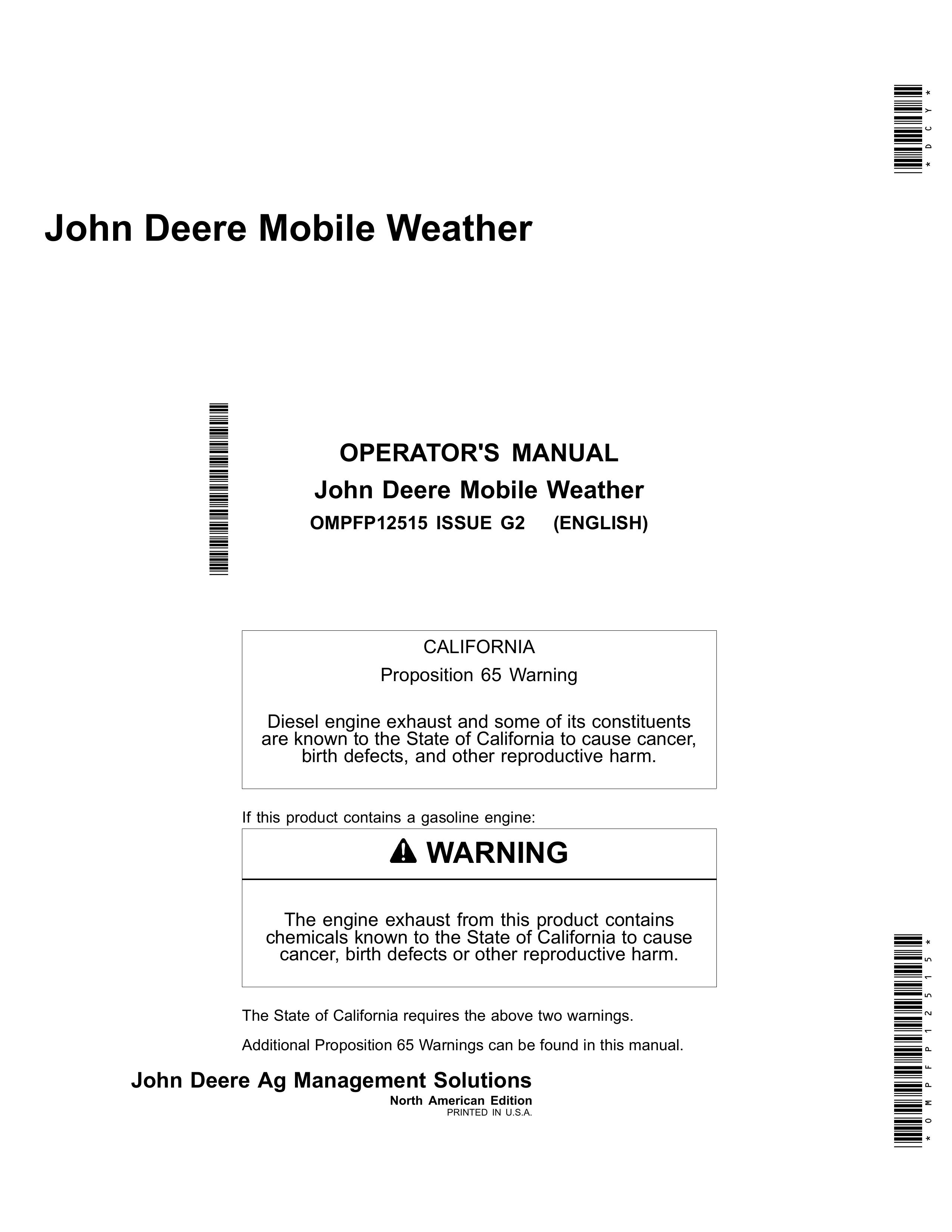 John Deere OMPFP12515 Weather Radio User Manual