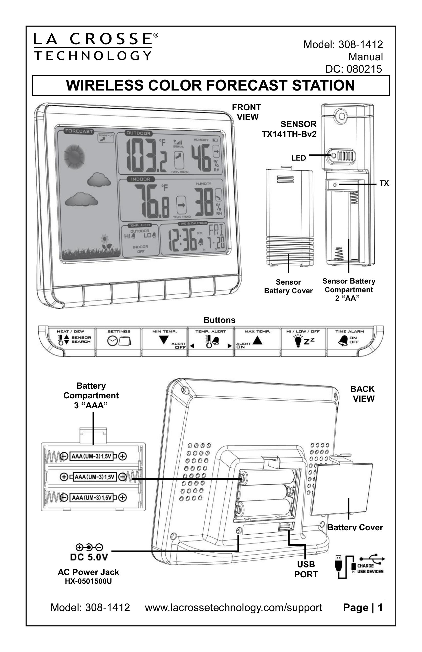 La Crosse Technology 308-1412 Weather Radio User Manual