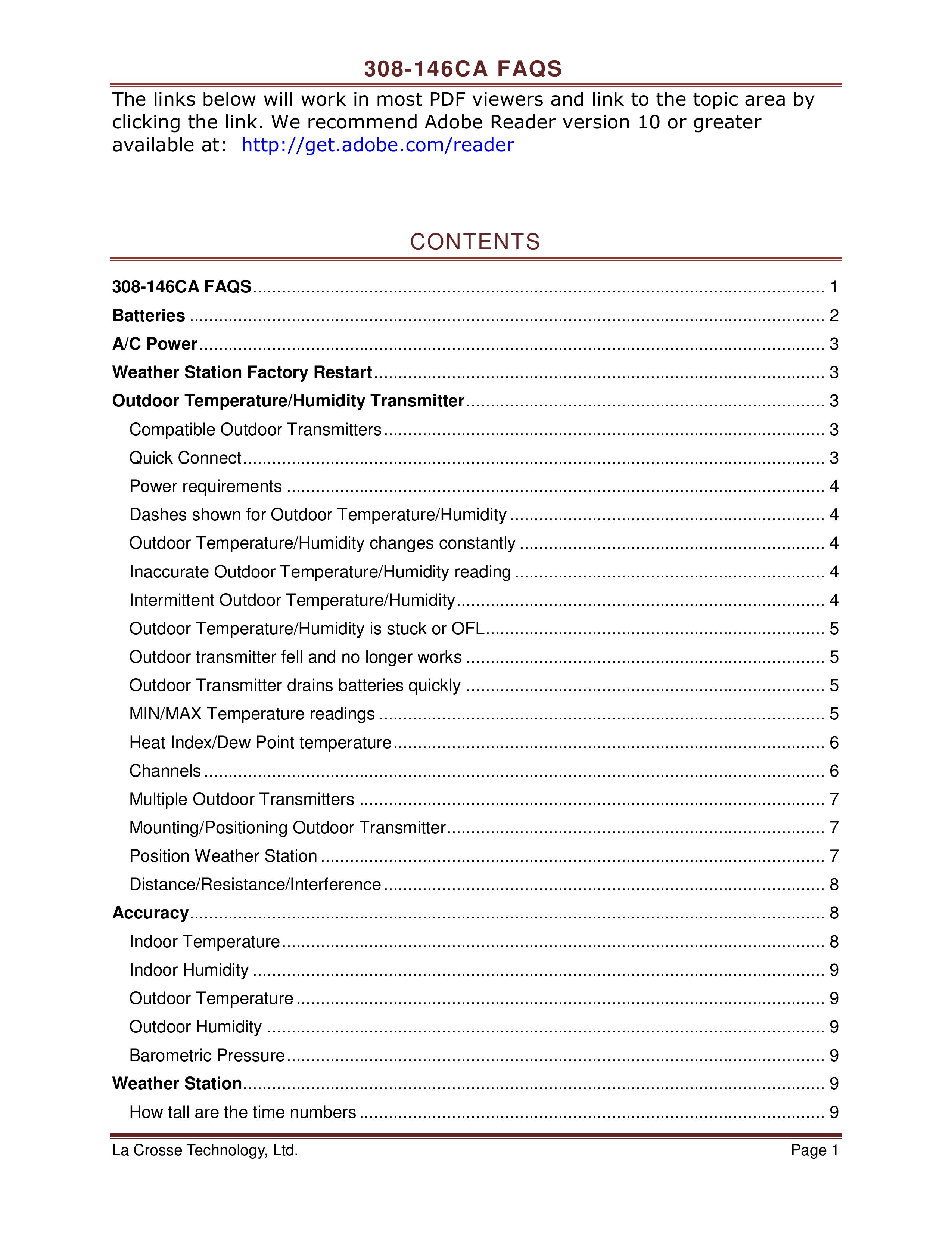 La Crosse Technology 308-146CA Weather Radio User Manual