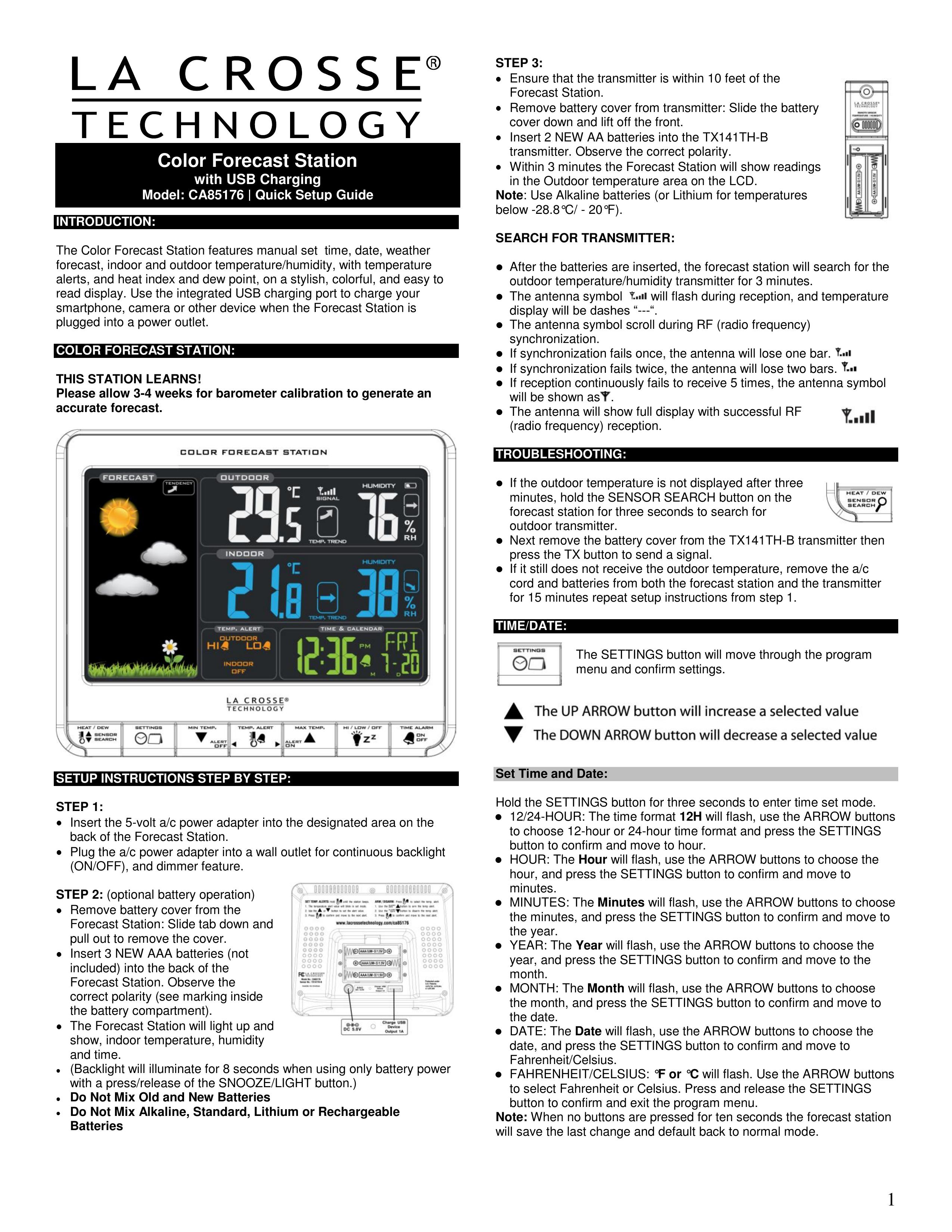 La Crosse Technology CA85176 Weather Radio User Manual