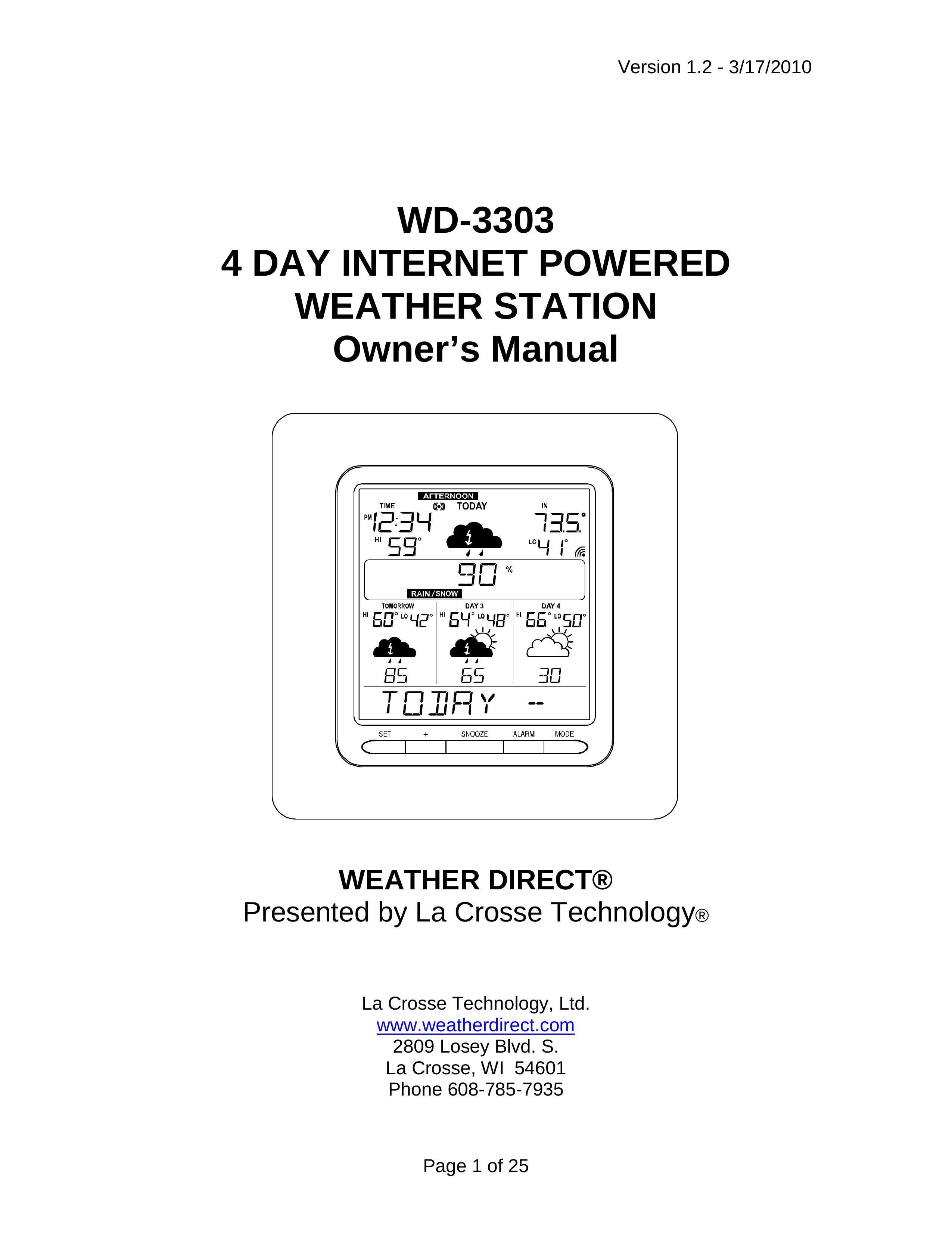 La Crosse Technology WD-3303 Weather Radio User Manual