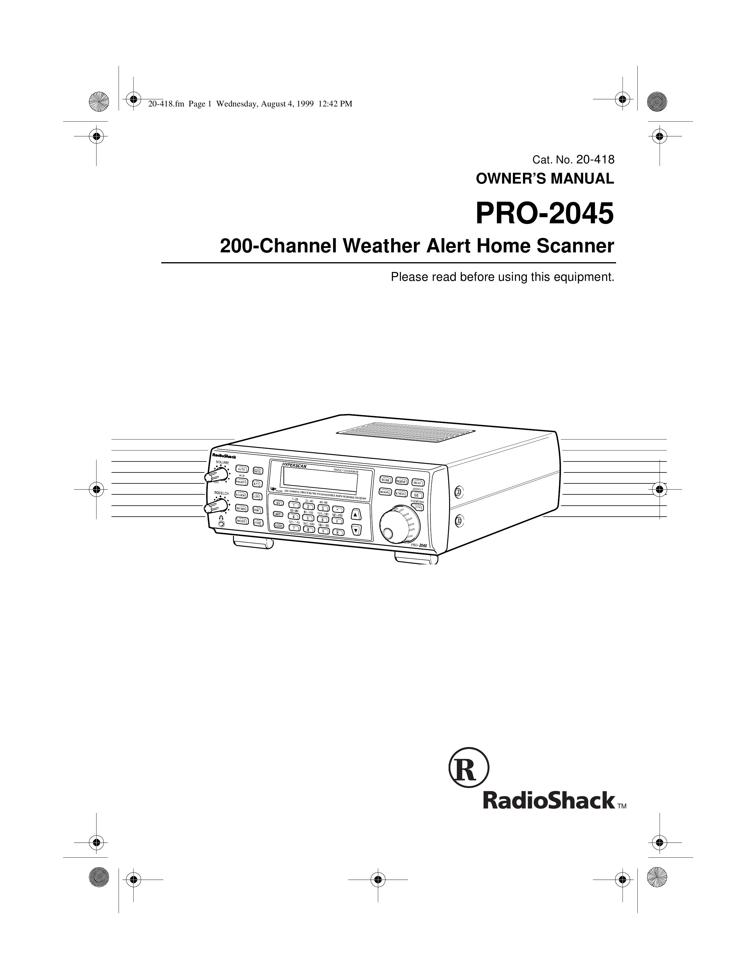 Radio Shack PRO-2045 Weather Radio User Manual