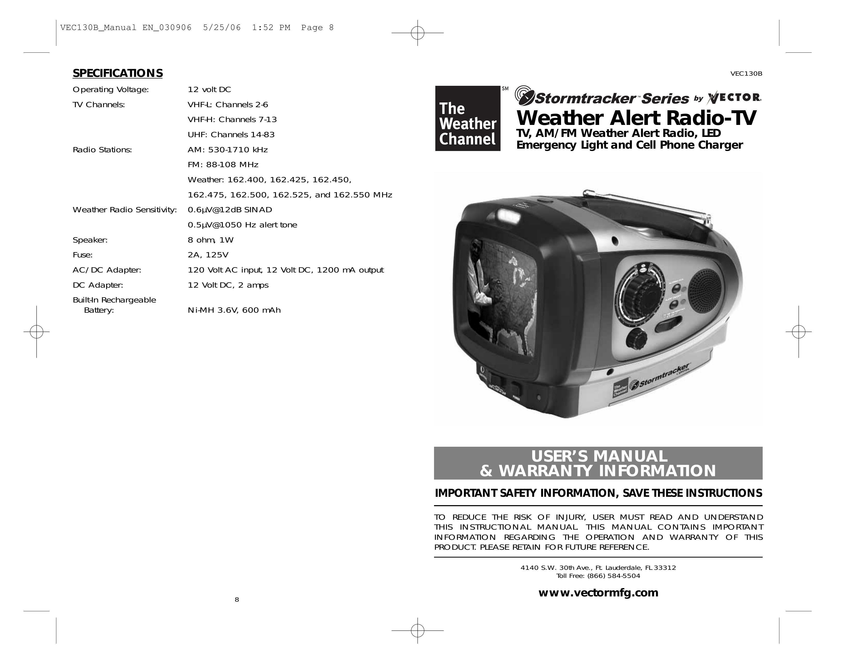 Vector VEC130B Weather Radio User Manual